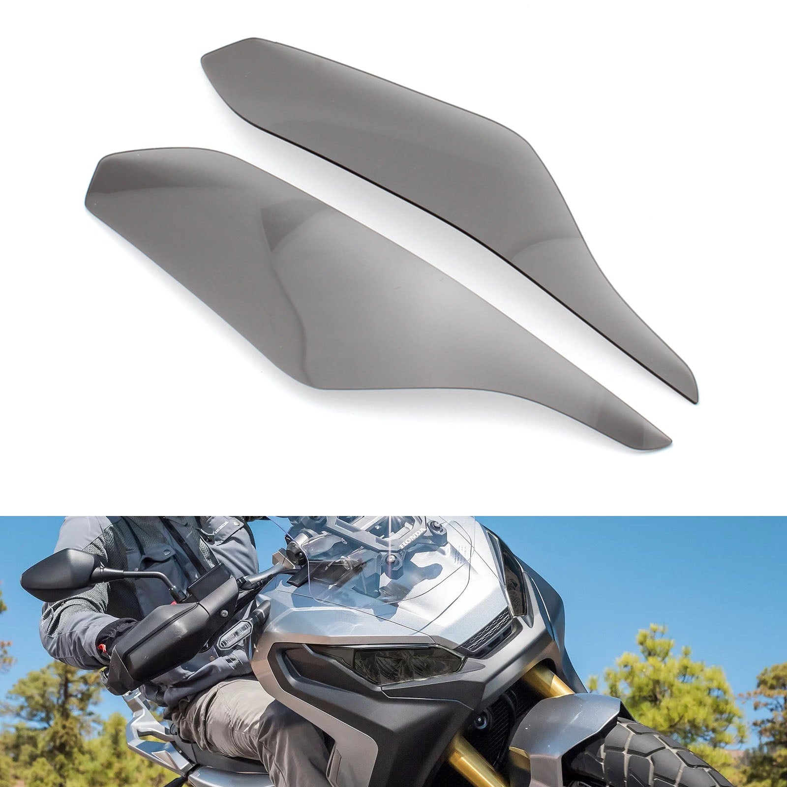 Cubierta de protección de lente de faro delantero apta para Honda X-Adv 750 2017-2019 humo genérico