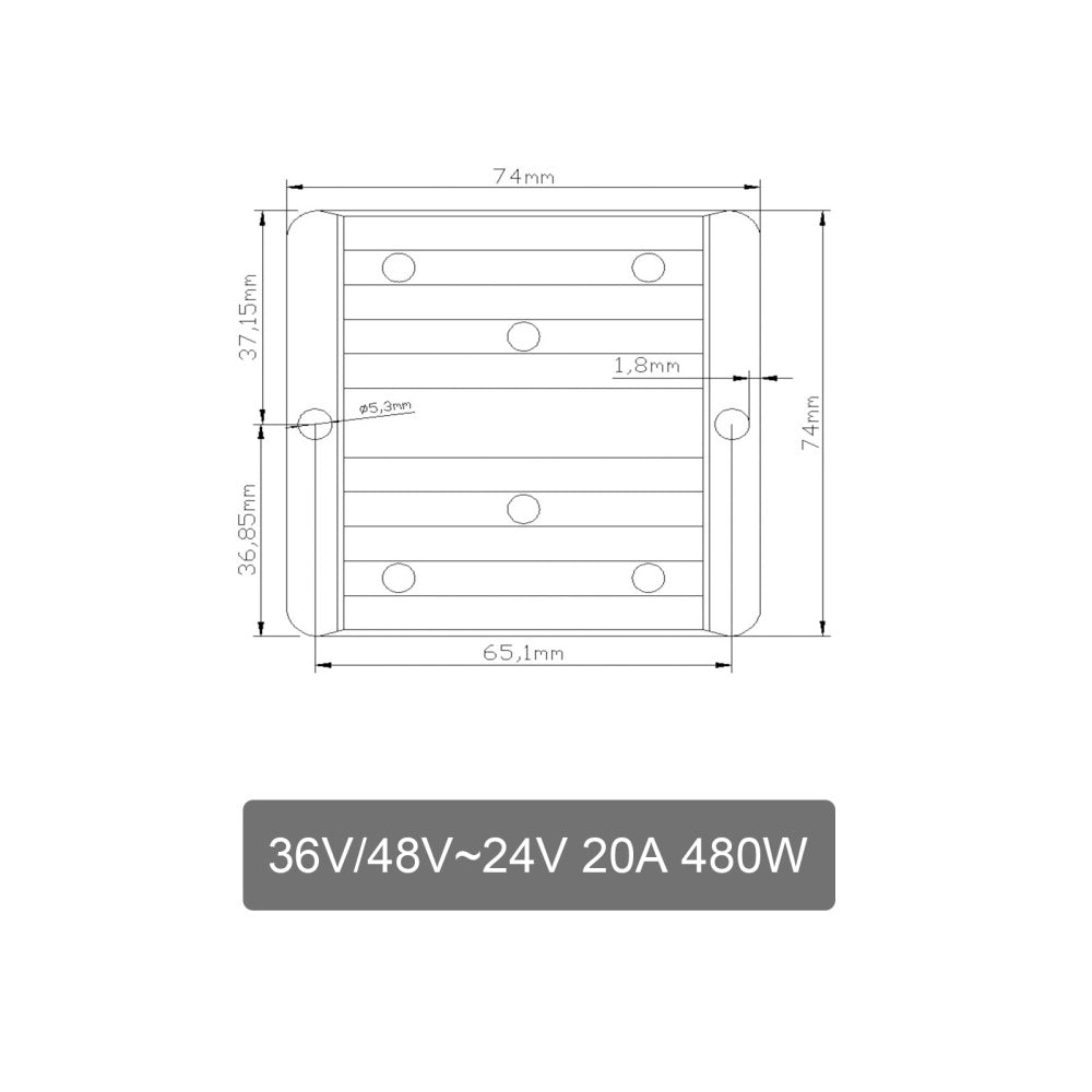 Areyourshop Régulateur de convertisseur de puissance DC/DC étanche 36 V/48 V à 24 V 20 A 480 W