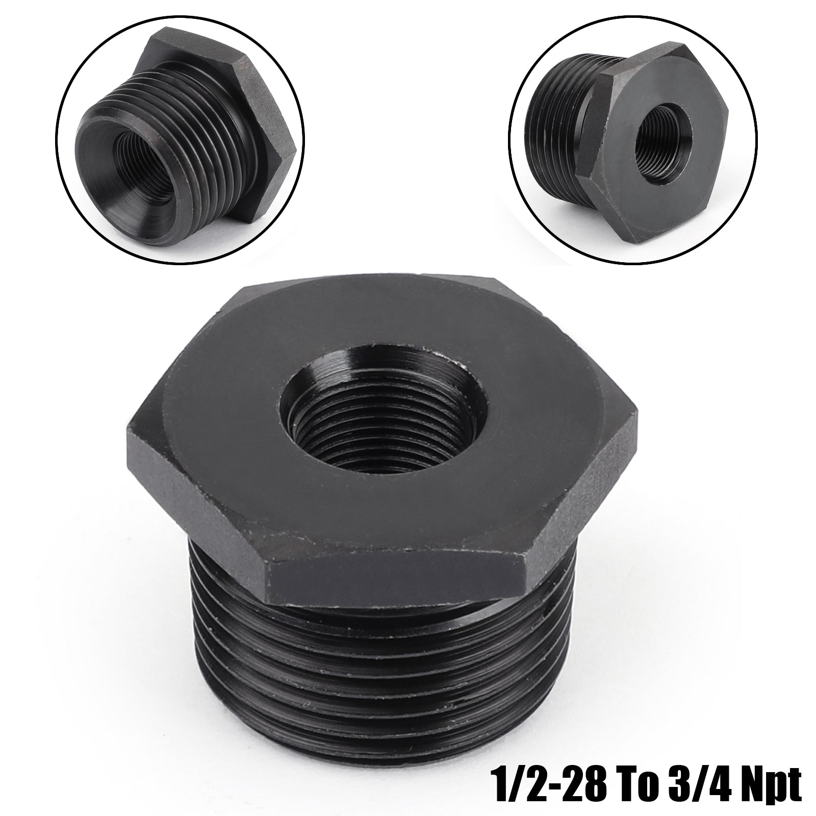 Adaptateur fileté pour filtre à huile 1/2-28 à 3/4 NPT plus résistant que l'aluminium noir