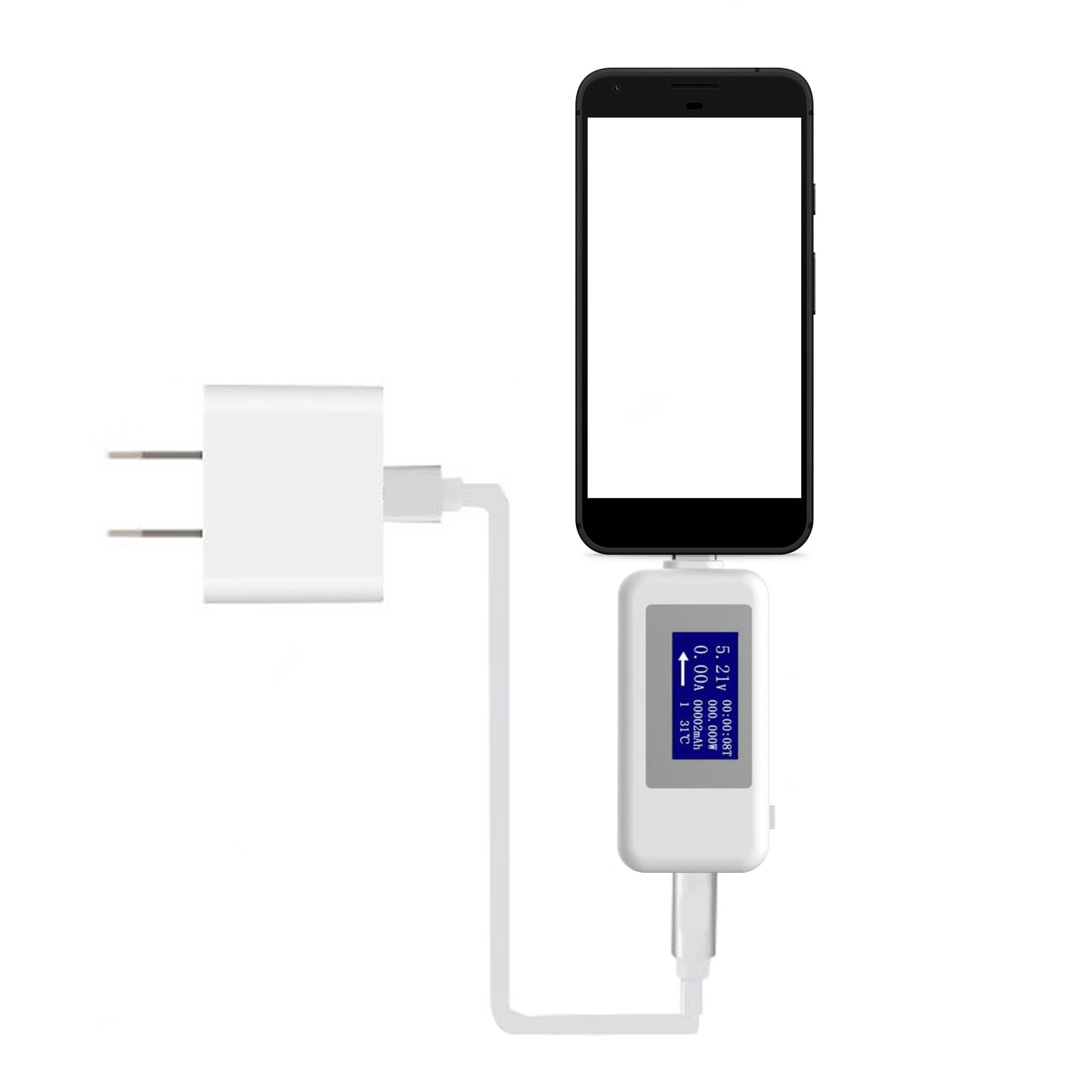 Probador USB tipo C LCD Voltaje actual Capacidad del cargador Monitor Medidor de tiempo de potencia