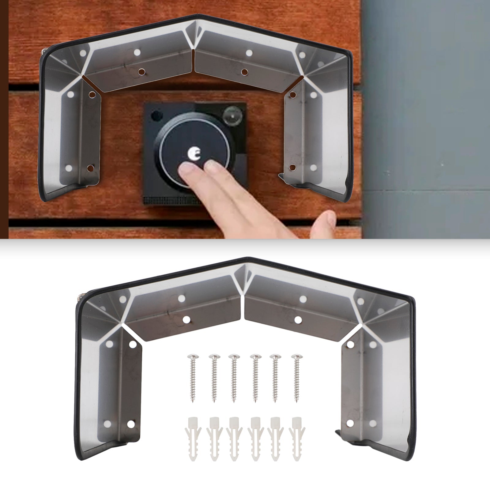 Caja de pared resistente a la intemperie de acero inoxidable, cubierta para lluvia para enchufe de timbre