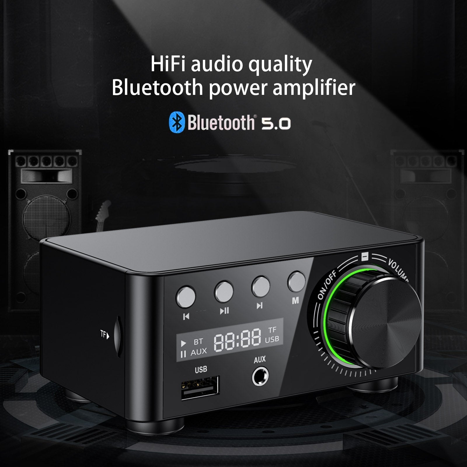 HiFi Mini Bluetooth 5.0 Amplificateur de son de puissance numérique Récepteur audio stéréo USB