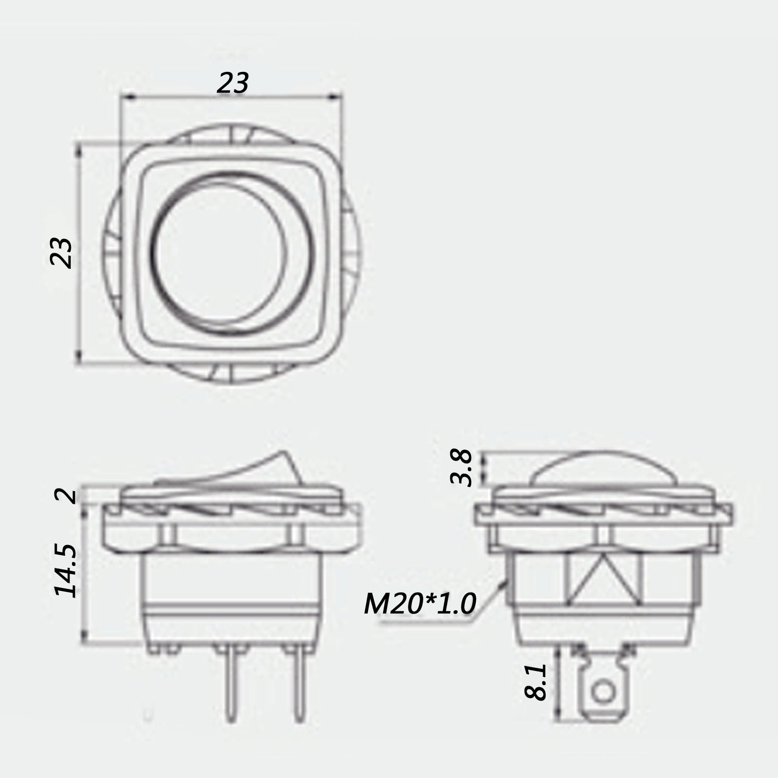 Interrupteur à bascule pour bateau rond R13-135A SPST 2Pin ON-OFF 10A/250VAC 16A/125VAC