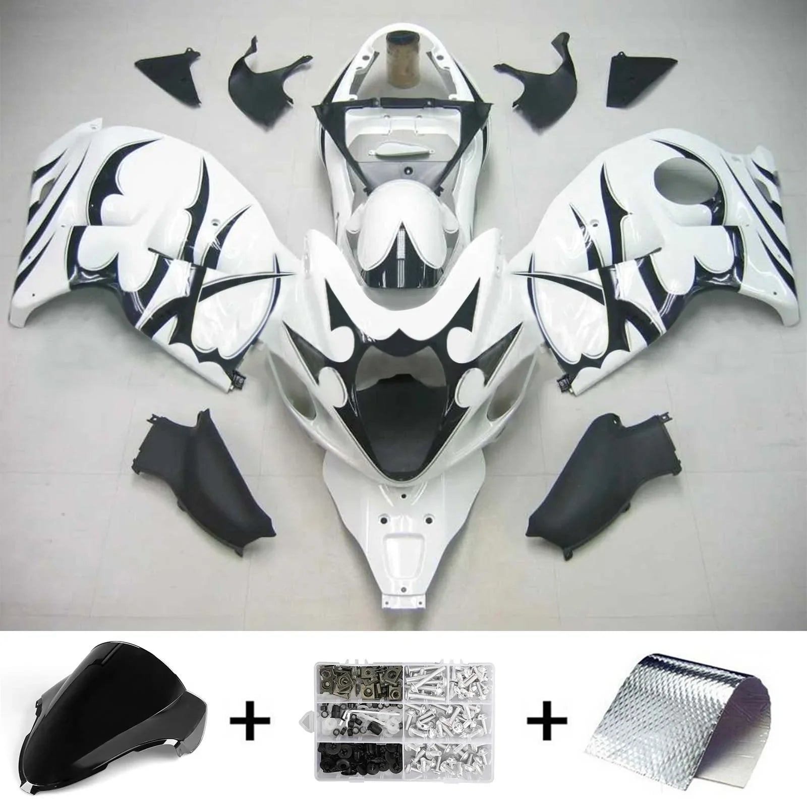 Amotopart Suzuki Hayabusa GSXR1300 1999-2007 Kit Carénage Carrosserie Plastique ABS