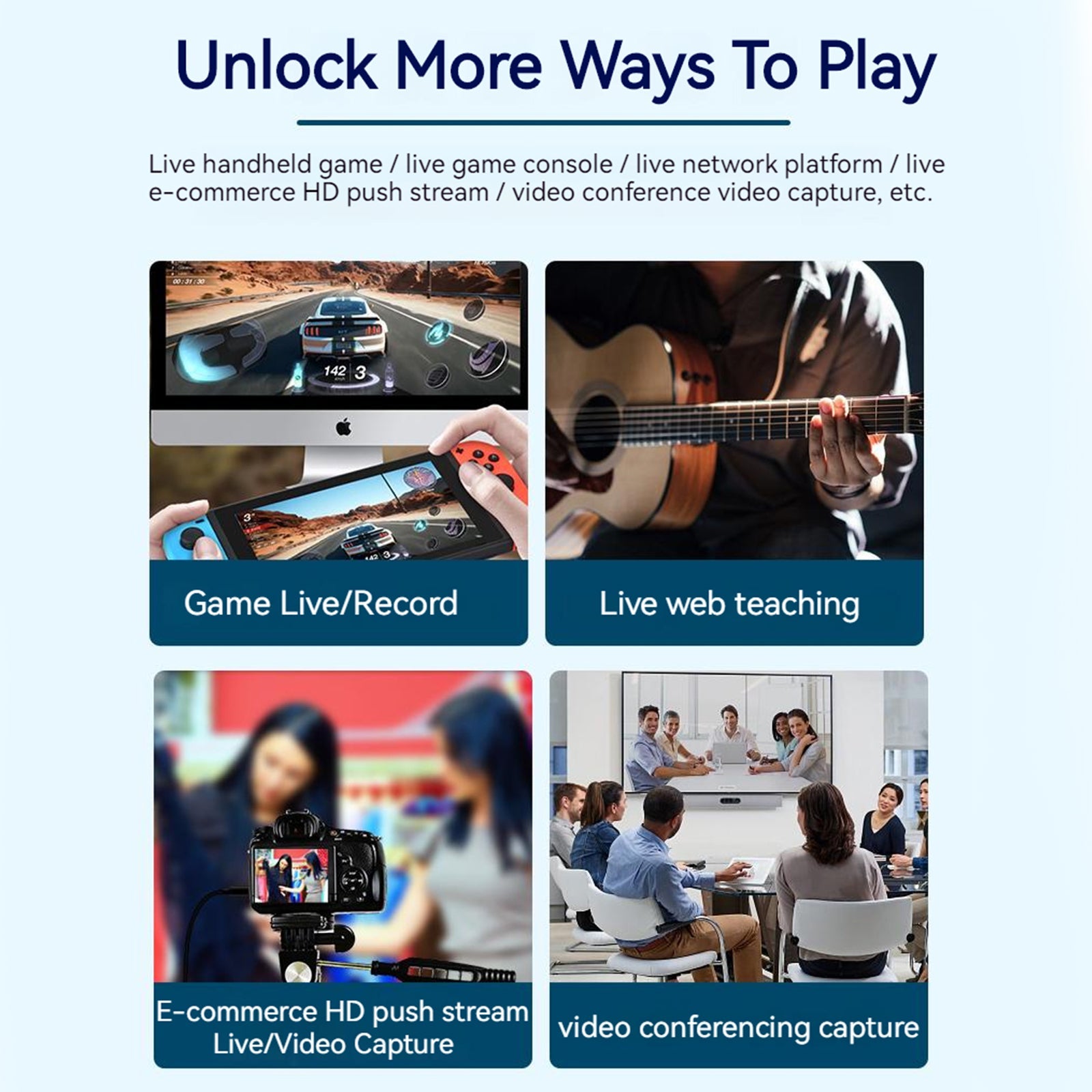 Scheda di acquisizione video da HDTV 4K ad alta definizione a USB 3.0/tipo C, streaming live di giochi