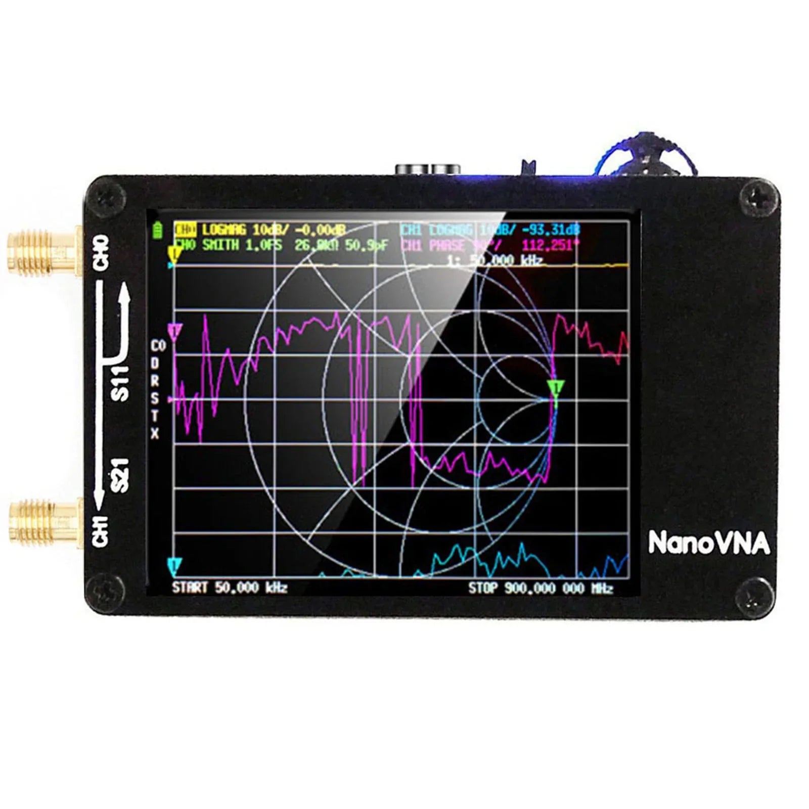 Analyseur 'antenne réseau vectoriel NanoVNA-H Analyseur MF HF VHF UHF avec emplacement pour carte SD