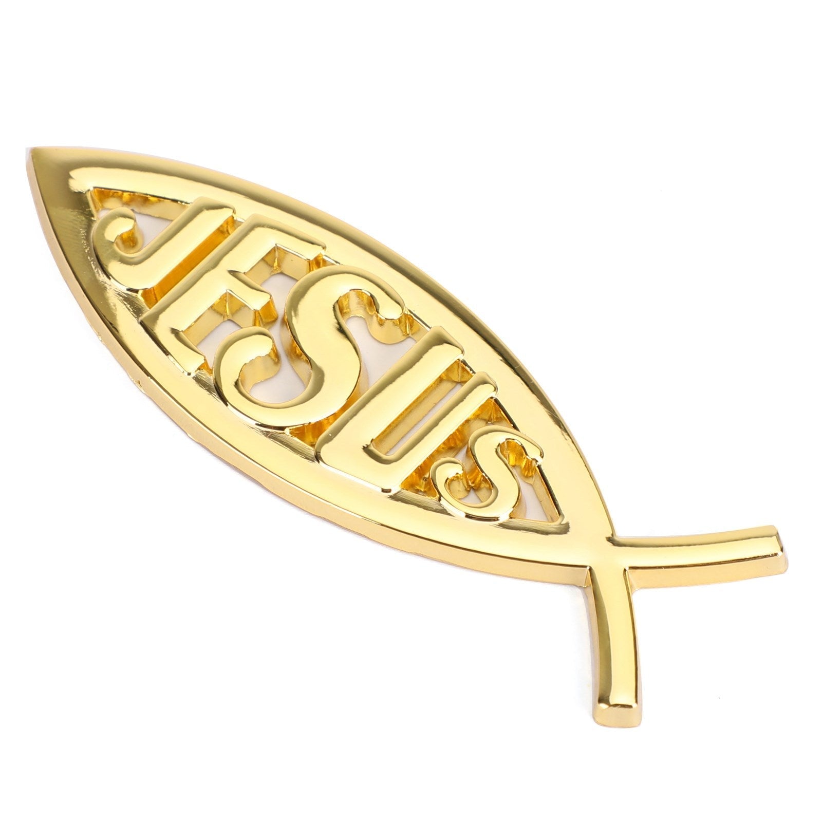 Adesivo per auto 3D Emblema Decalcomania Dio religioso per Gesù cristiano Simbolo del pesce Argento