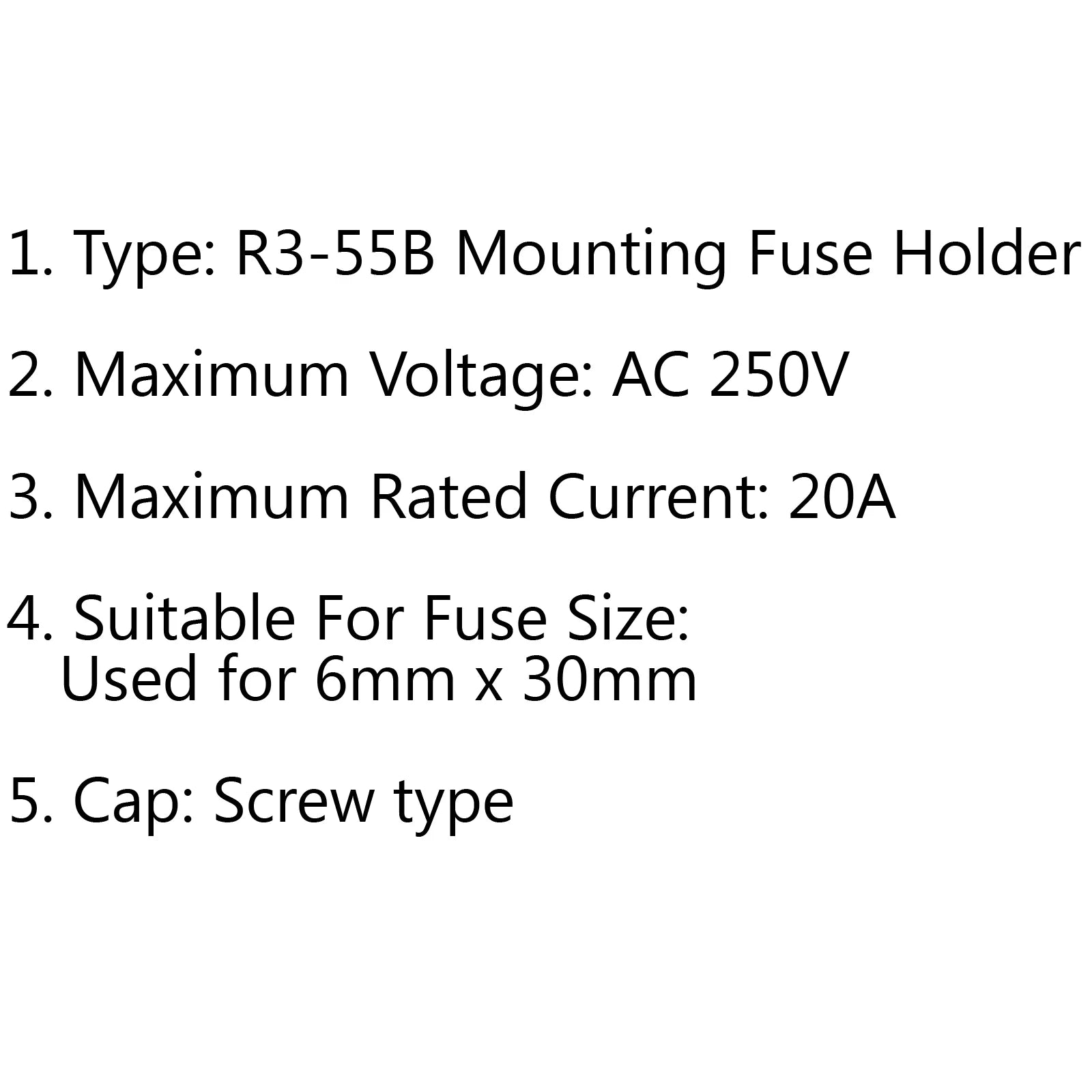 1 pièces SCI R3-55B support de fusible de châssis de montage sur panneau pour fusibles en verre 6x30mm 20A 250V