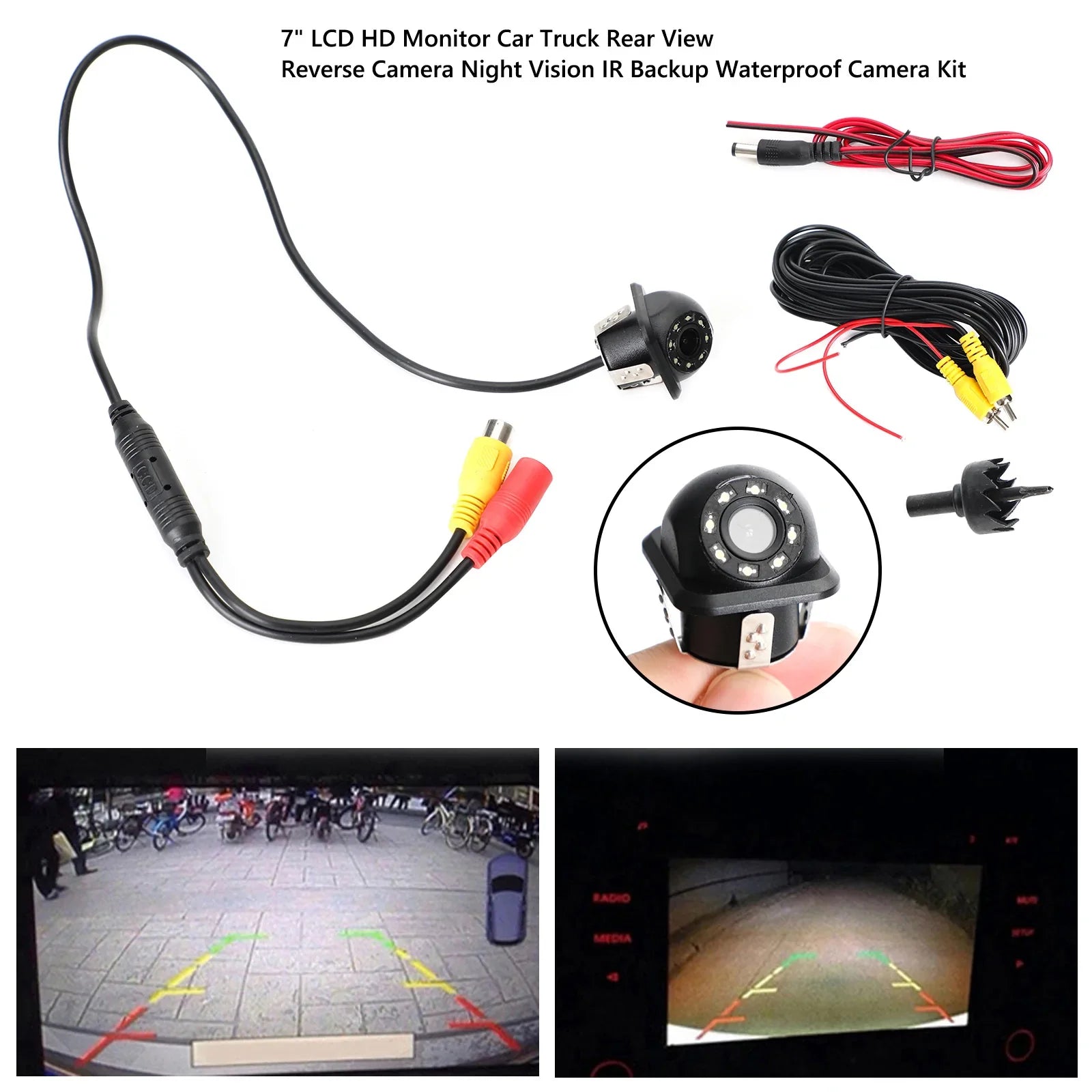 170 ¡ã HD CMOS vue arrière de voiture caméra de recul vision nocturne 8 LED étanche