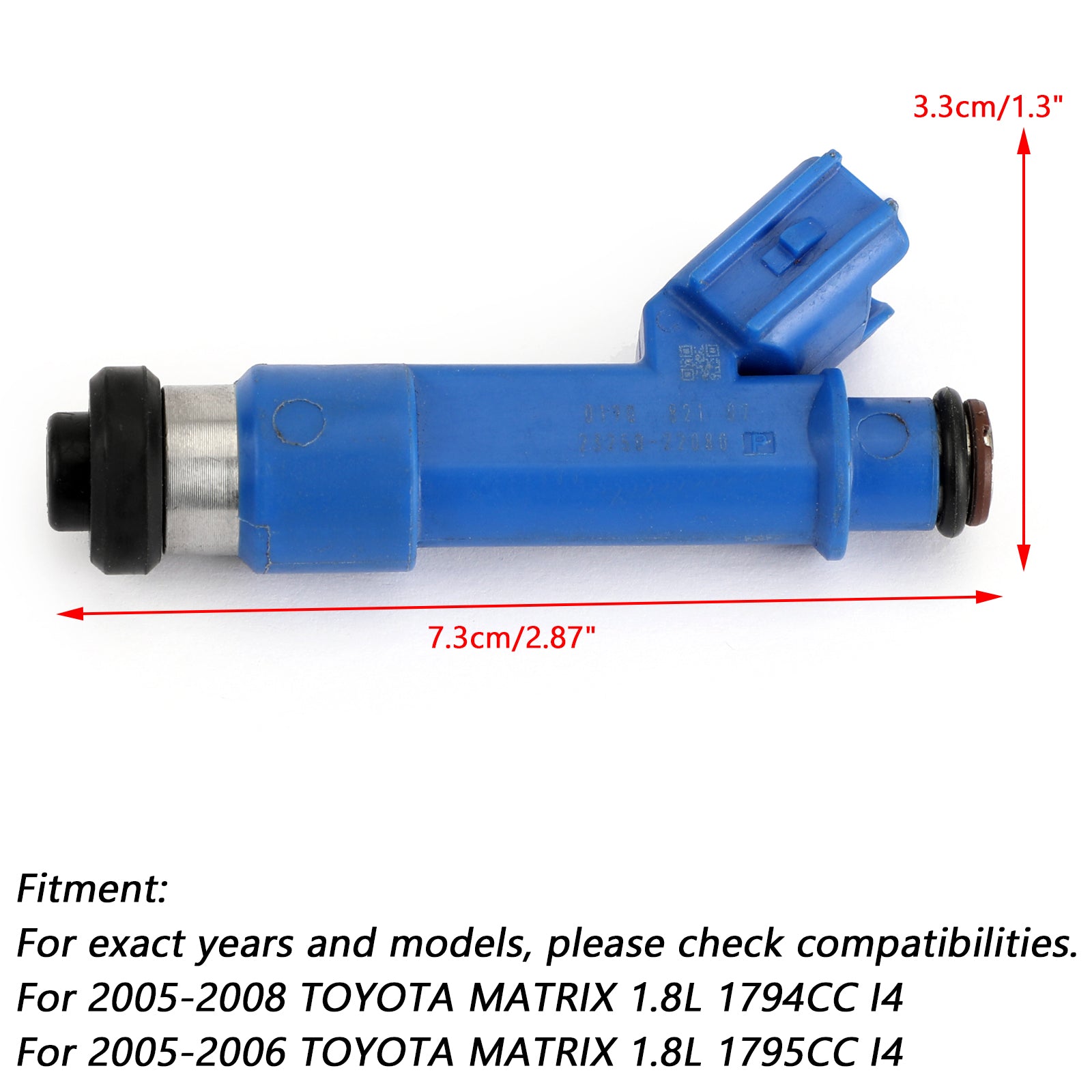 Confezione da 4 iniettori di carburante 23250-22080 per Toyota Corolla Matrix 23250-0D050 generico