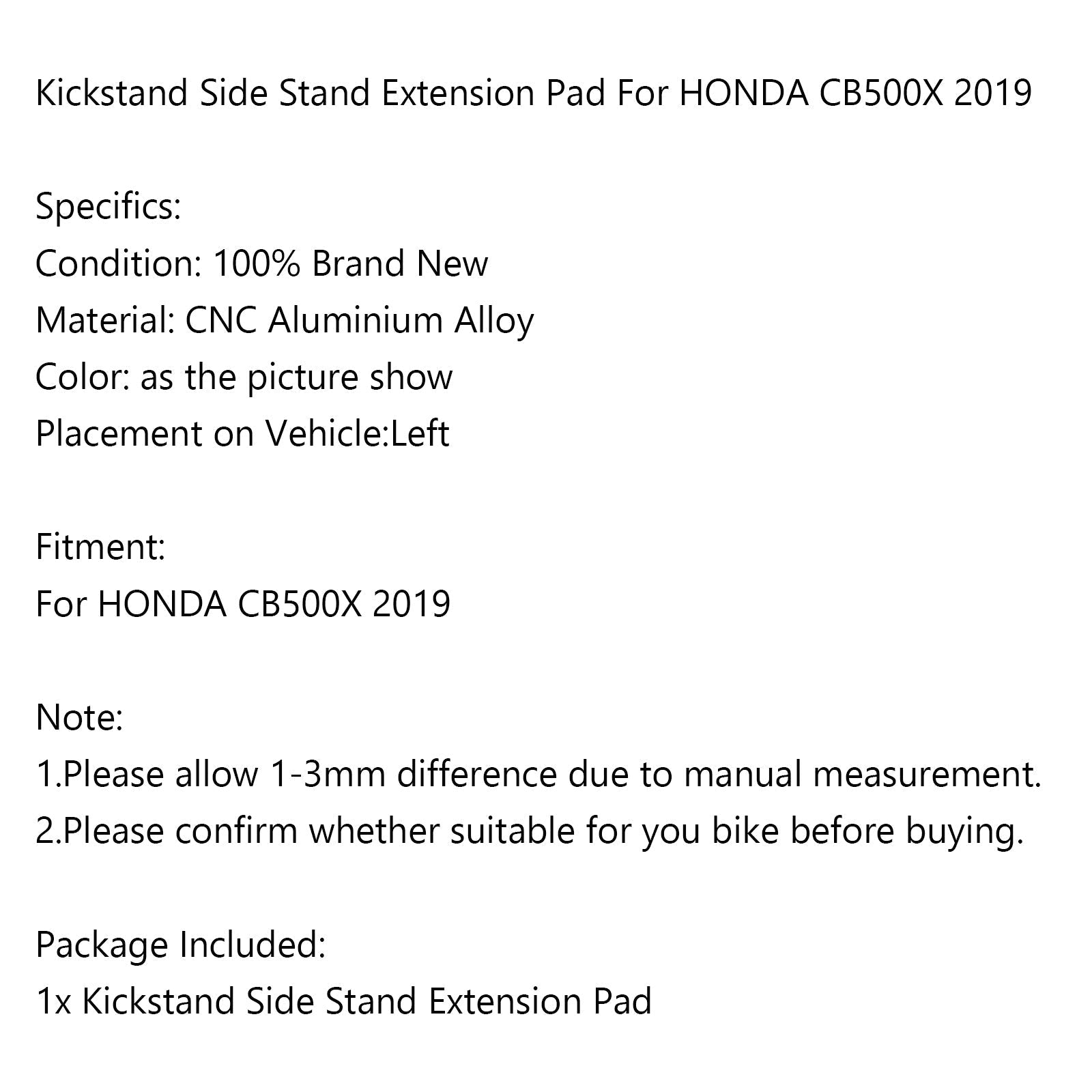 Piastra di ingrandimento del cavalletto di estensione per HONDA CB500X 2019 Generico