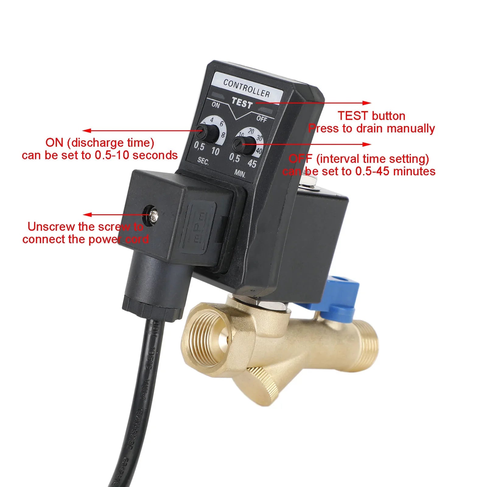 Compresseur d'air temporisé électronique automatique AC110V 1/2 "vanne de vidange automatique