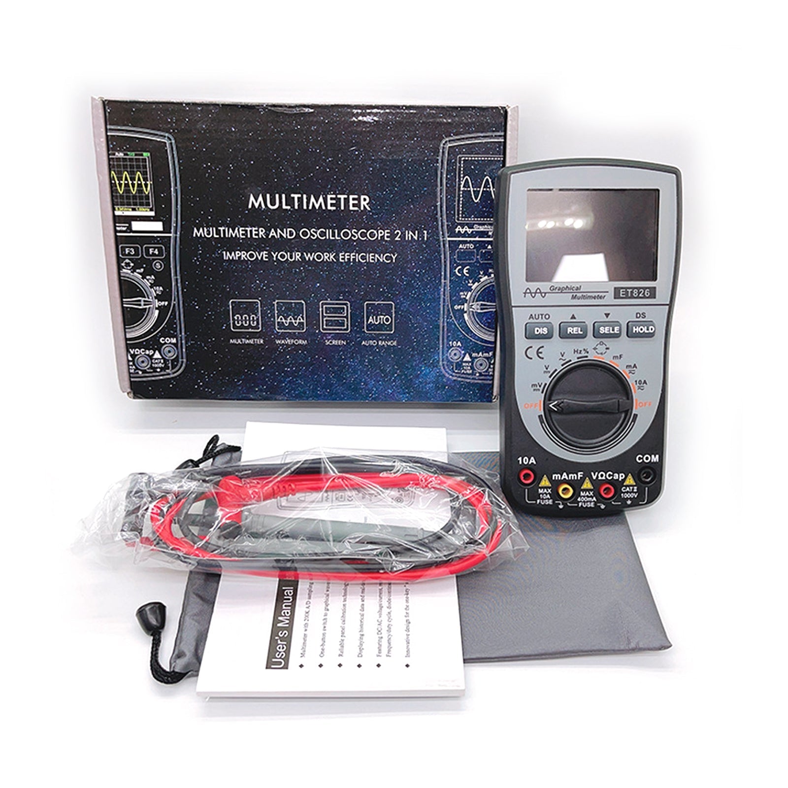 ET826 2 en 1 Digital Intelligent Oscilloscope Multimeter AC/DC Current Voltage