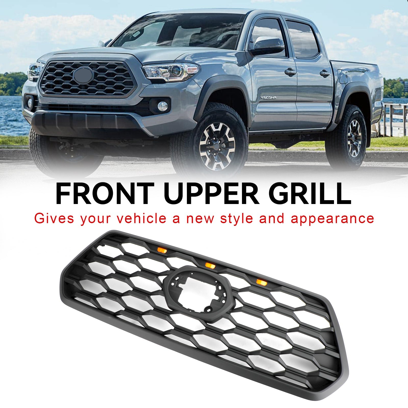 Grille de pare-chocs avant Toyota Tacoma 2018-2023 Style Raptor avec lumière LED