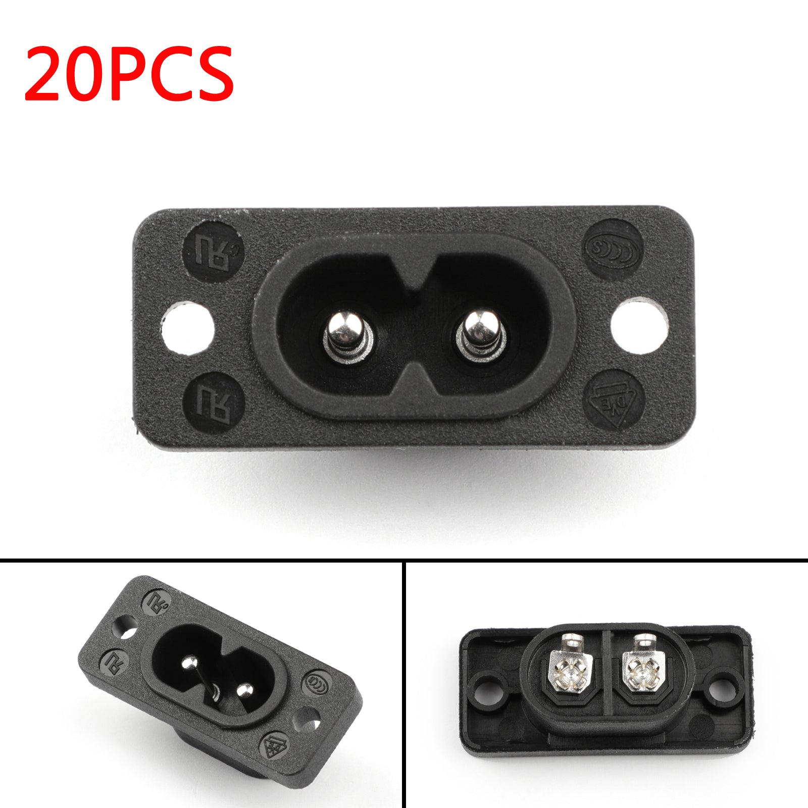 20 pièces IEC320 C7 prise de courant femelle 2 broches avec interrupteur 2.5A 250V pour bateau AC-20A