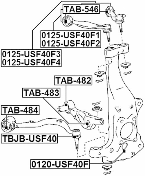 2007-2016 Lexus LS460 2WD 4x2 RWD SOLO 2 X Giunto sferico anteriore inferiore 0120-USF40F 43201-59045