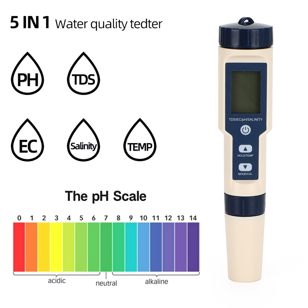 5in1 PH/TDS/EC/salinité/température testeur de qualité de l&#39;eau numérique outil de Test de compteur