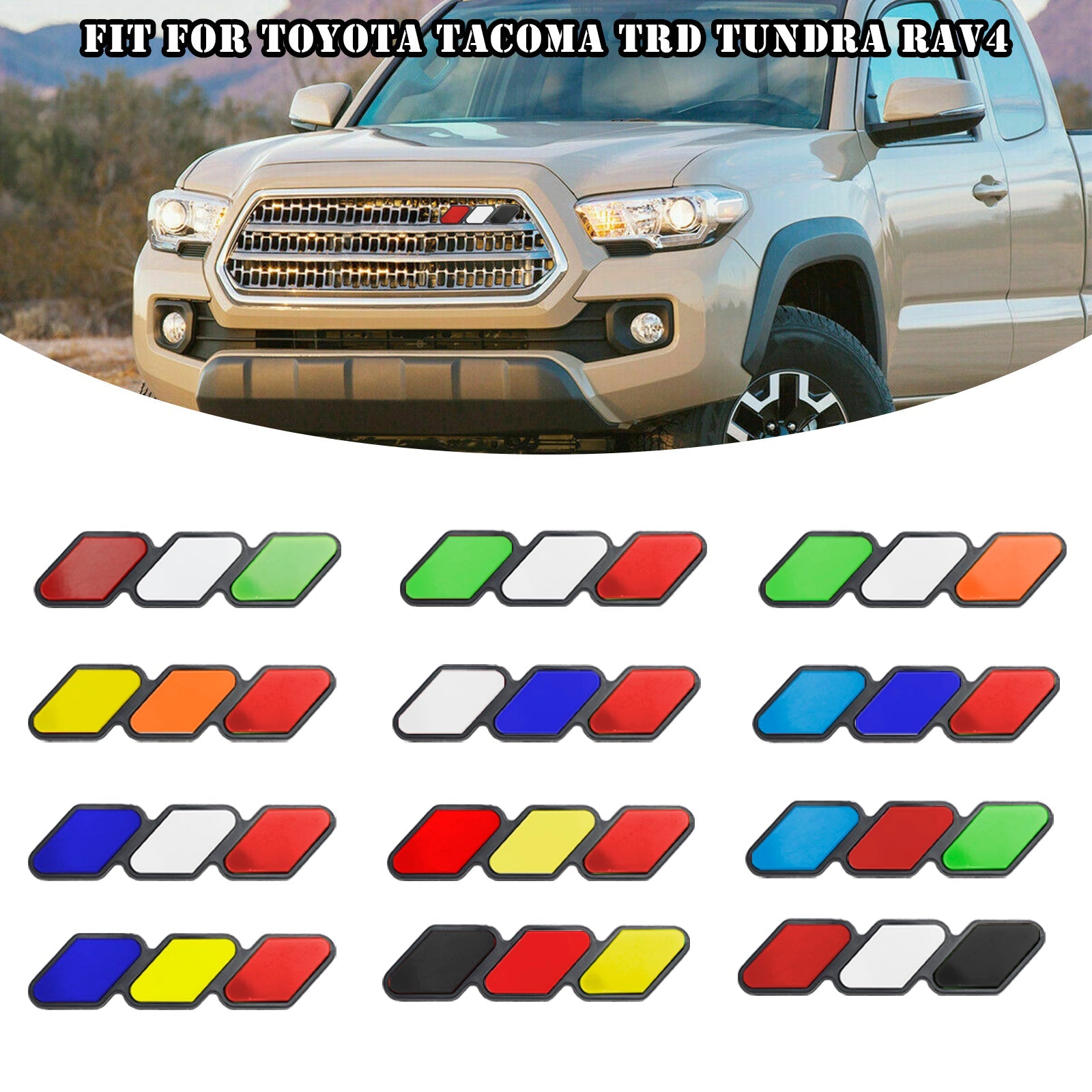 Badge de calandre tricolore, emblème de voiture, accessoires pour Toyota Tacoma TRD Tundra RAV4