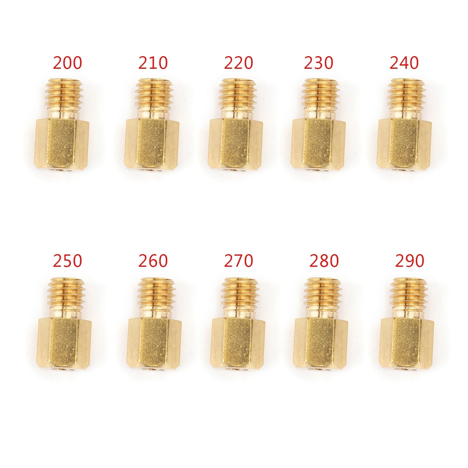 10PCS Hex Type Main Jets For MIKUNI VM/TM/TMX Carburetor 200-290 220 250 4/042