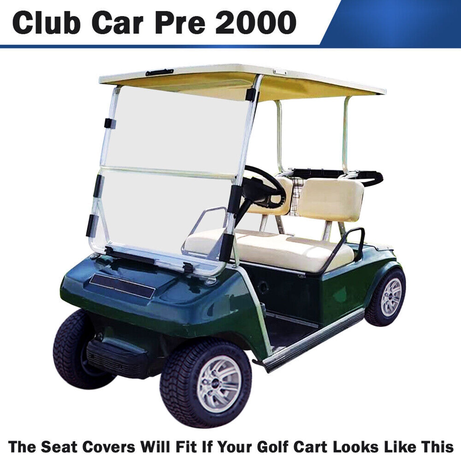 PRE-2000 DS Golf Cart 82-00 Kaki 3 pièces housse de siège avant PU Club coussin de siège de voiture