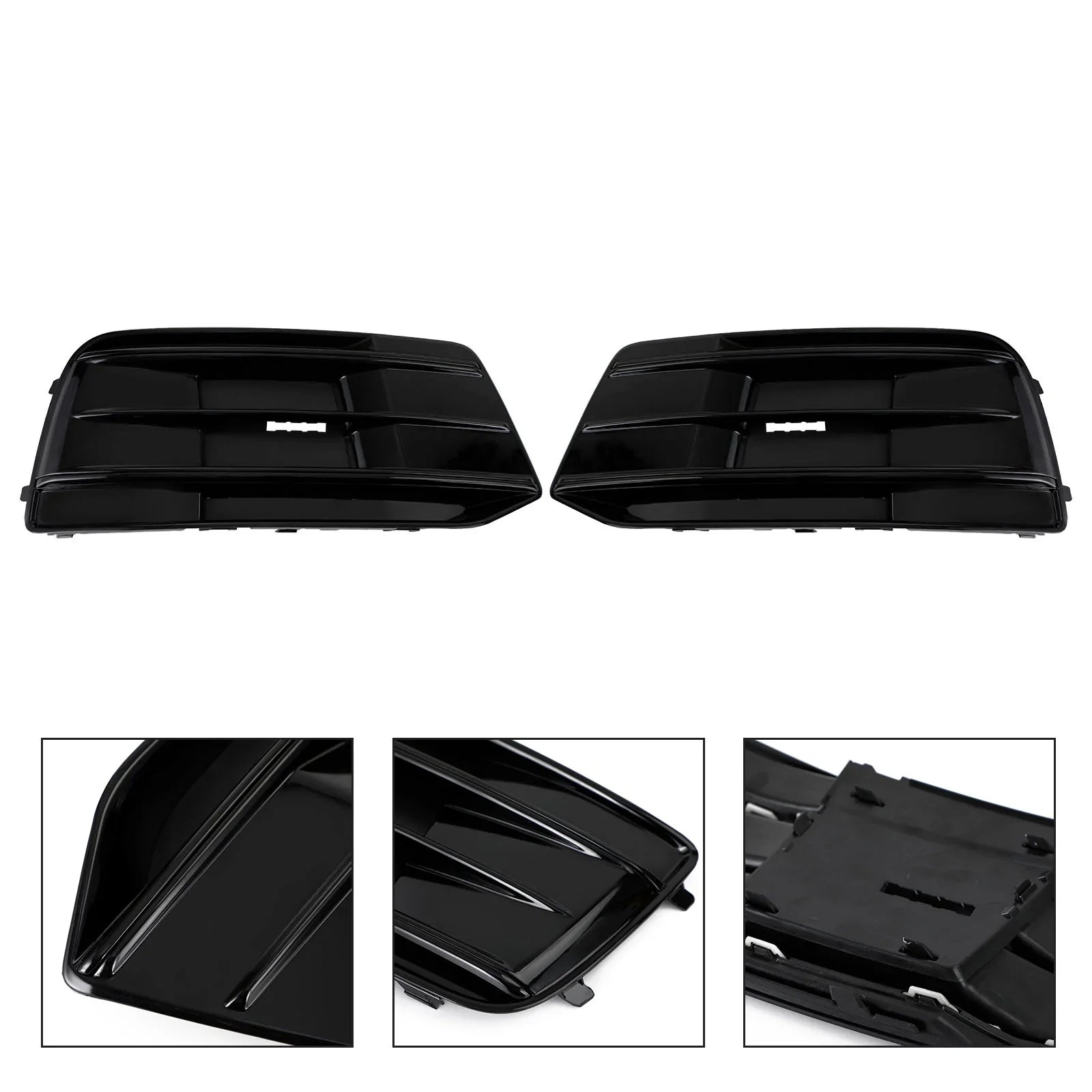 2PCS Audi Q5 2018-2022 Cubierta de parachoques delantero Rejilla Bisel Insertar Negro brillante