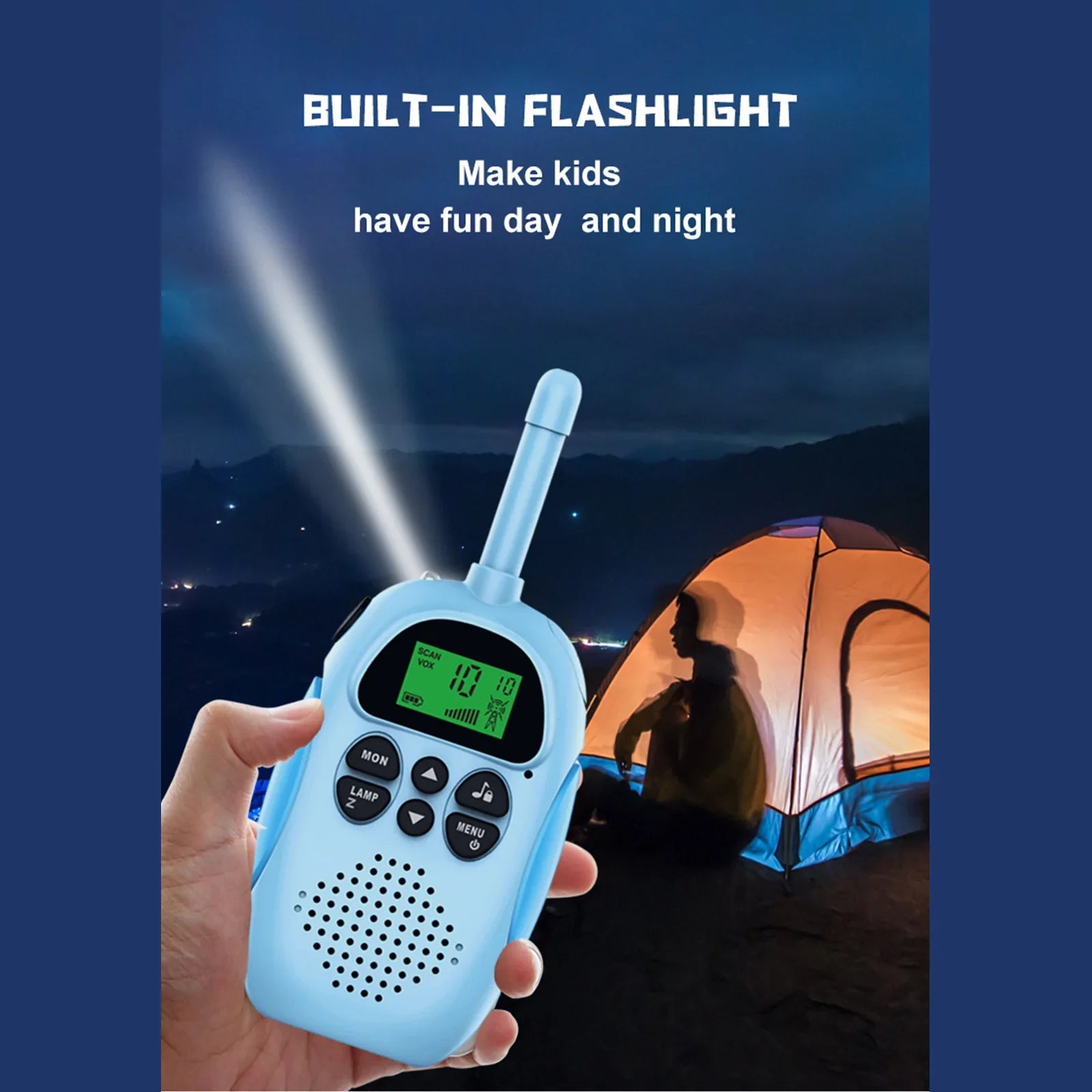 Paquete de 2 Talkies -Walkies Children - Rango de 3 km - 22 canales - Lámpara de bolsillo - Recargable
