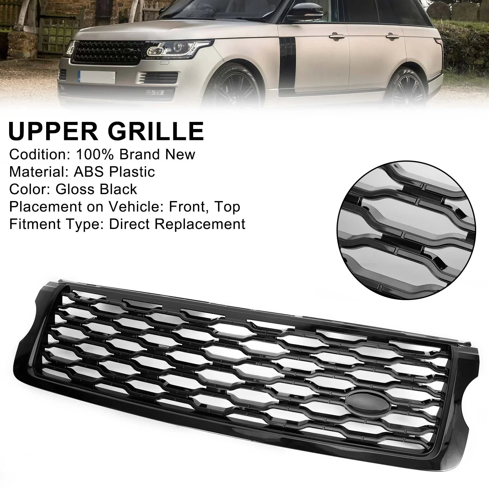 Grille de calandre supérieure pour pare-chocs avant Land Rover Range Rover Vogue L405 2013-2017