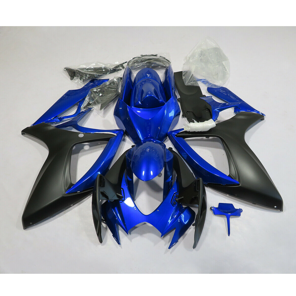 Kit de carenado de plástico de inyección Amotopart azul negro apto para Suzuki GSXR600/750 2006-2007 genérico