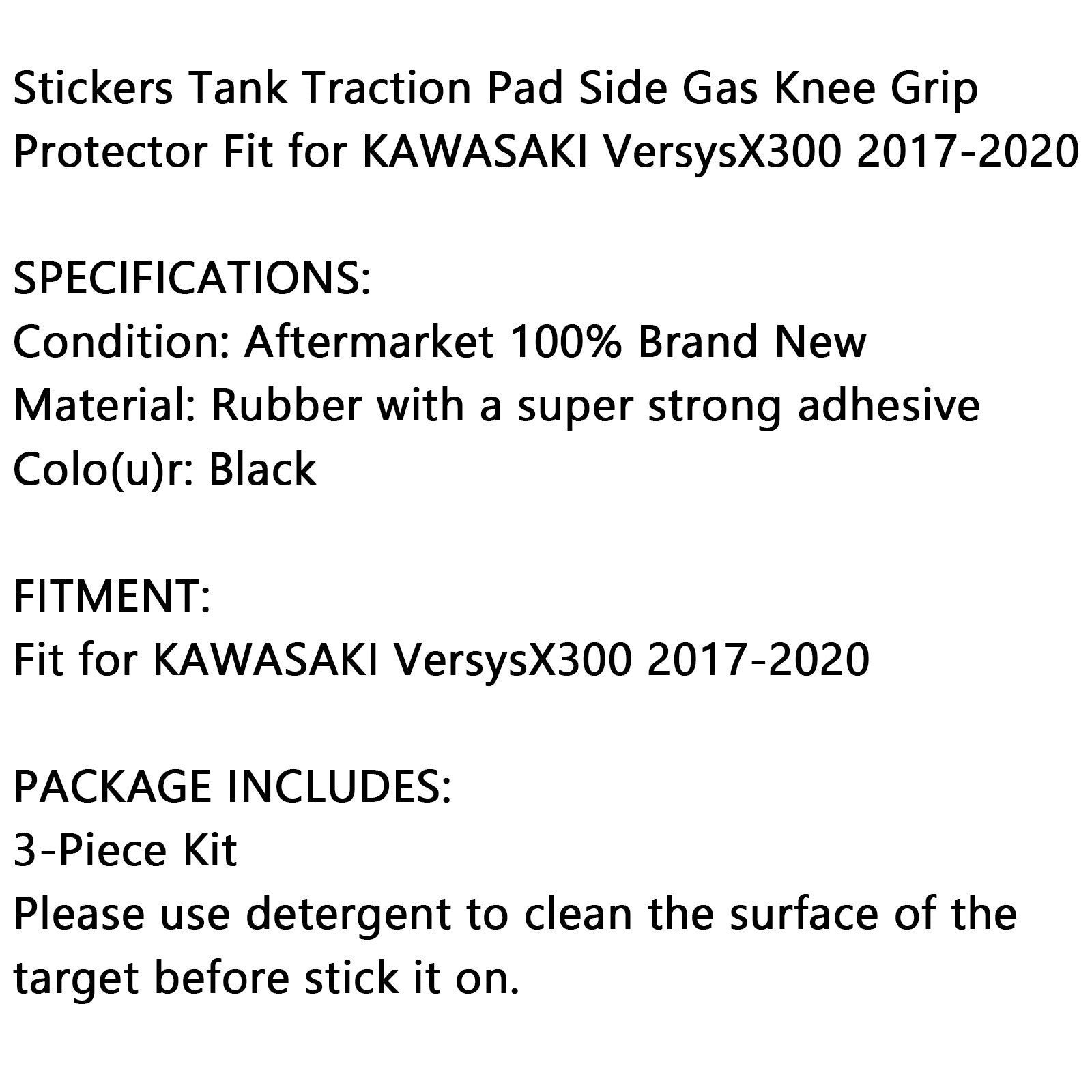 Protecteur de réservoir latéral à trois réservoirs pour Kawasaki Versysx300 2017-2020 en caoutchouc générique