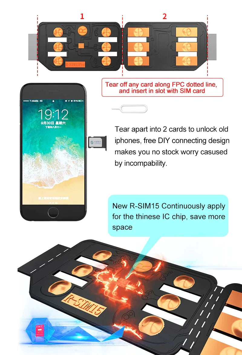 Mise à niveau de la carte de déverrouillage RSIM-15 Nano pour iPhone 13 Pro X XS Max 8 iOS 14.7