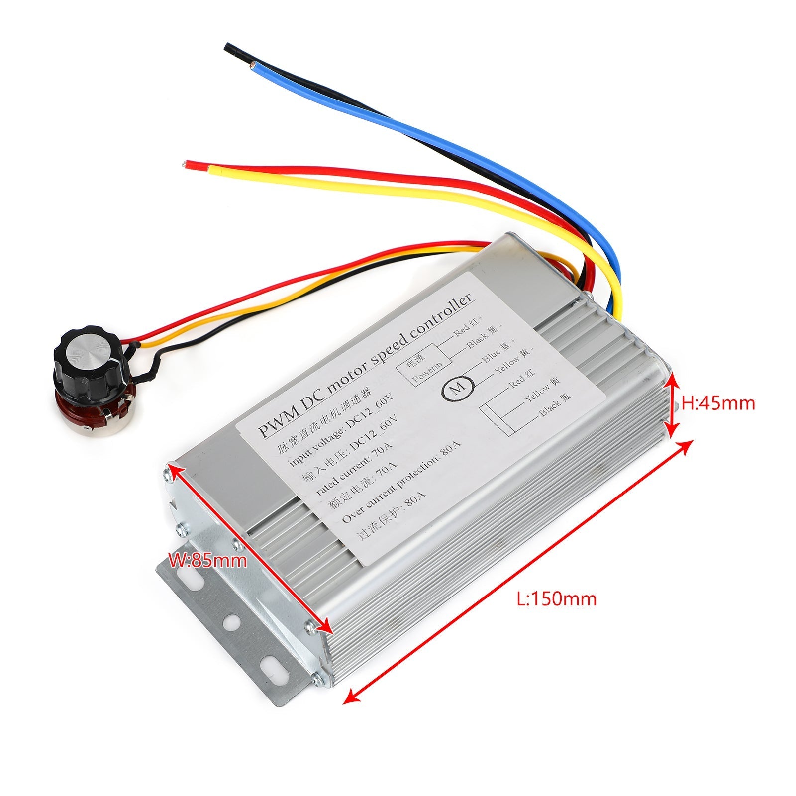 DC 12V 24V 36V 48V 70A 4000W DC Moteur PWM Contrôleur de Moteur de Brosse de Contrôle de Vitesse