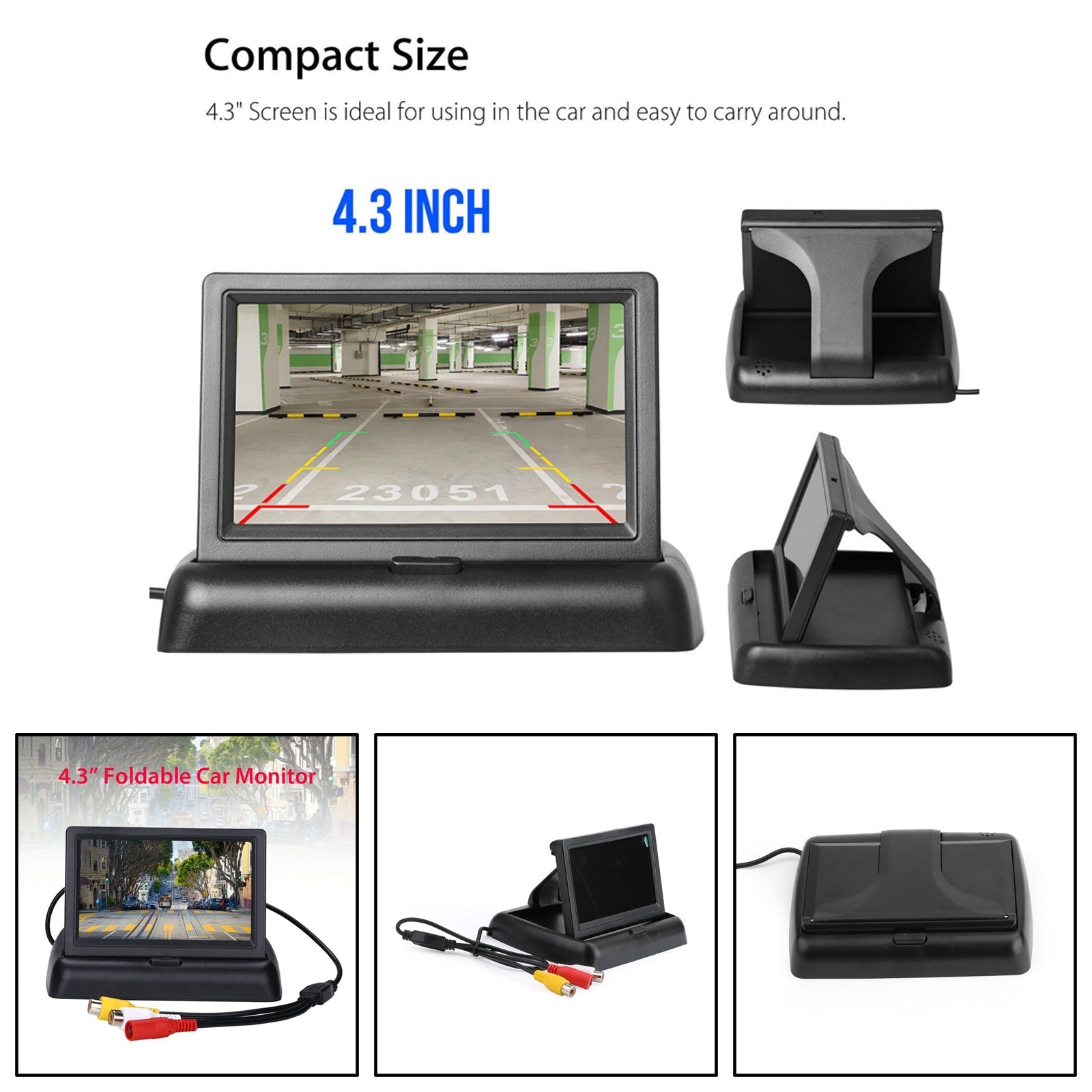 Moniteur de voiture pliable de 4,3 pouces TFT LCD NTSC PAL Aide au stationnement de nuit 4,3 pouces