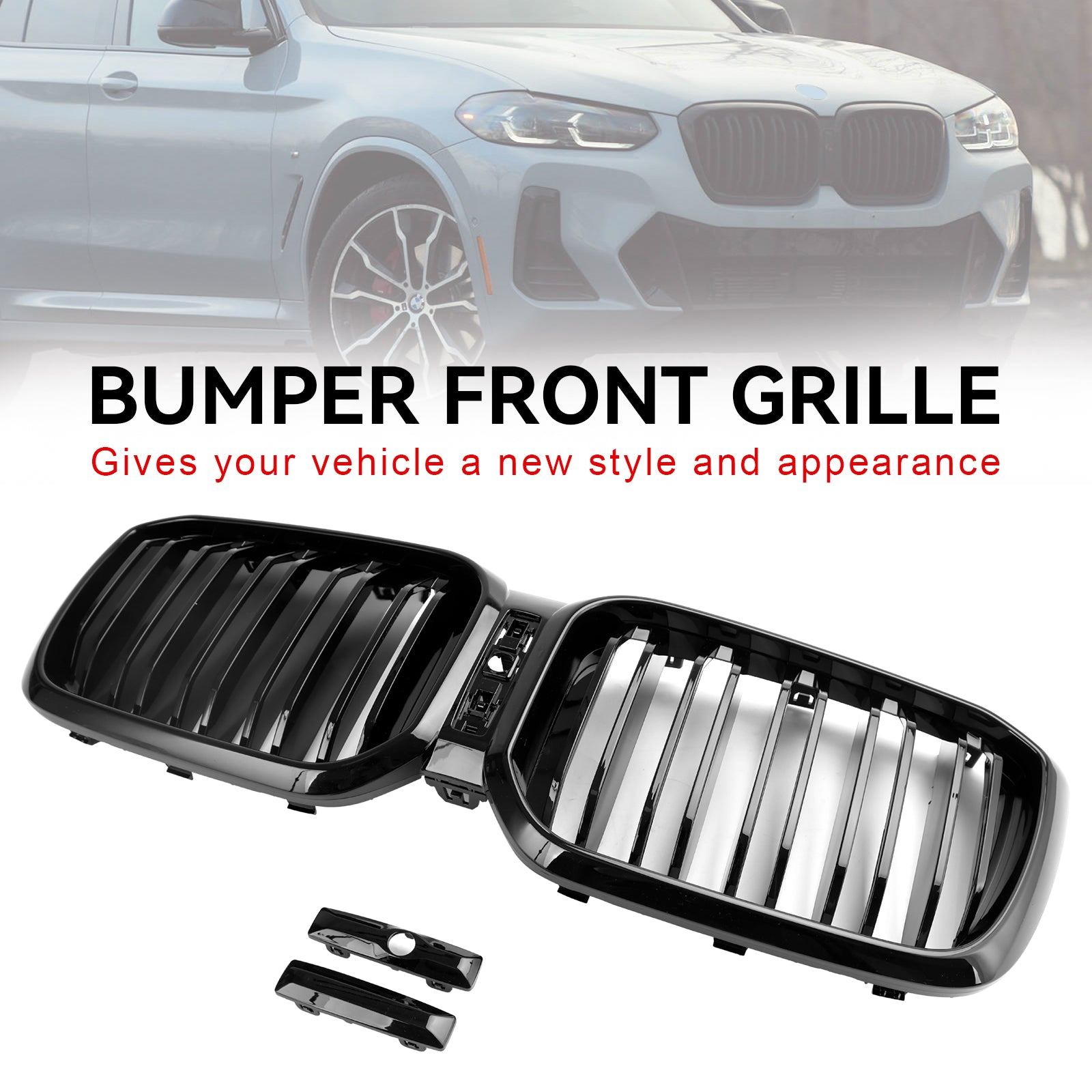 BMW X3 X4 G01 G02 2022 2023 Grille de calandre avant noire brillante