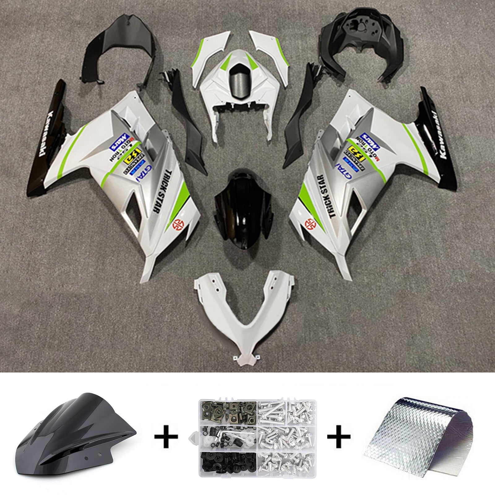 Amotopart Kawasaki EX300/Ninja300 2013-2017 Kit carenatura carrozzeria in plastica ABS