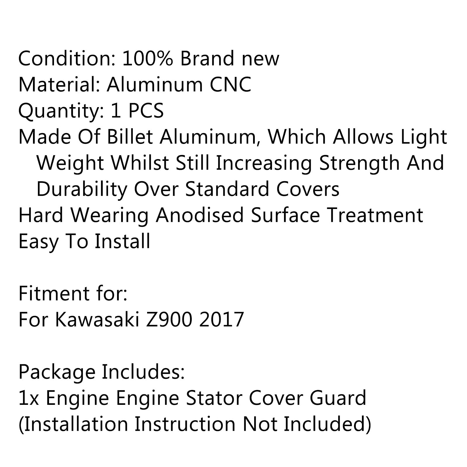 Protecteur de couvercle de stator de moteur en aluminium CNC pour Kawasaki Z900 Z 900 2017 générique