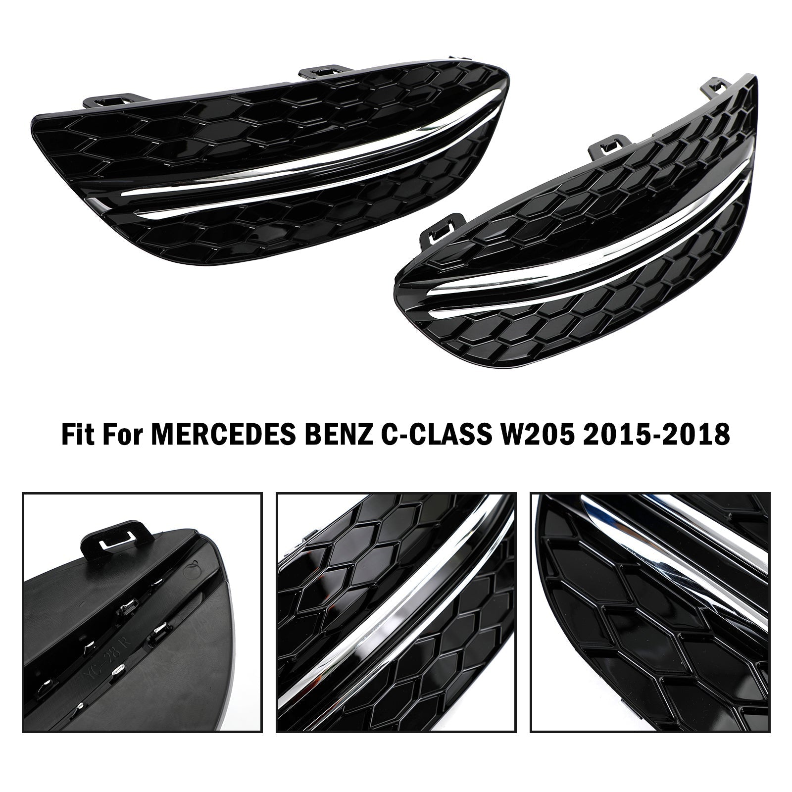 2015-2018 MERCEDES BENZ C-CLASS W205 Cache antibrouillard avant en nid d'abeille