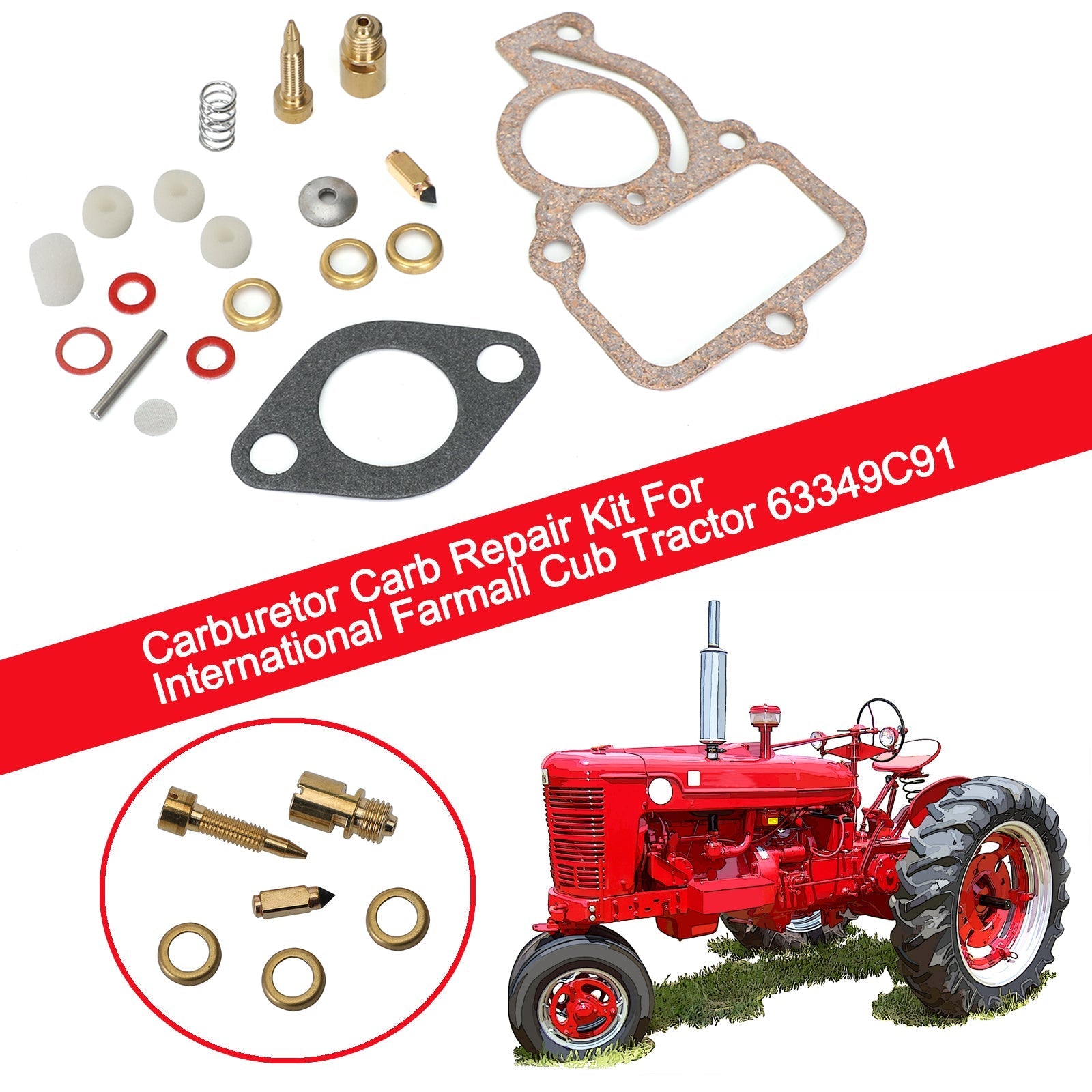 Kit de reparación de carburador Carb para tractor International Farmall Cub 63349C91