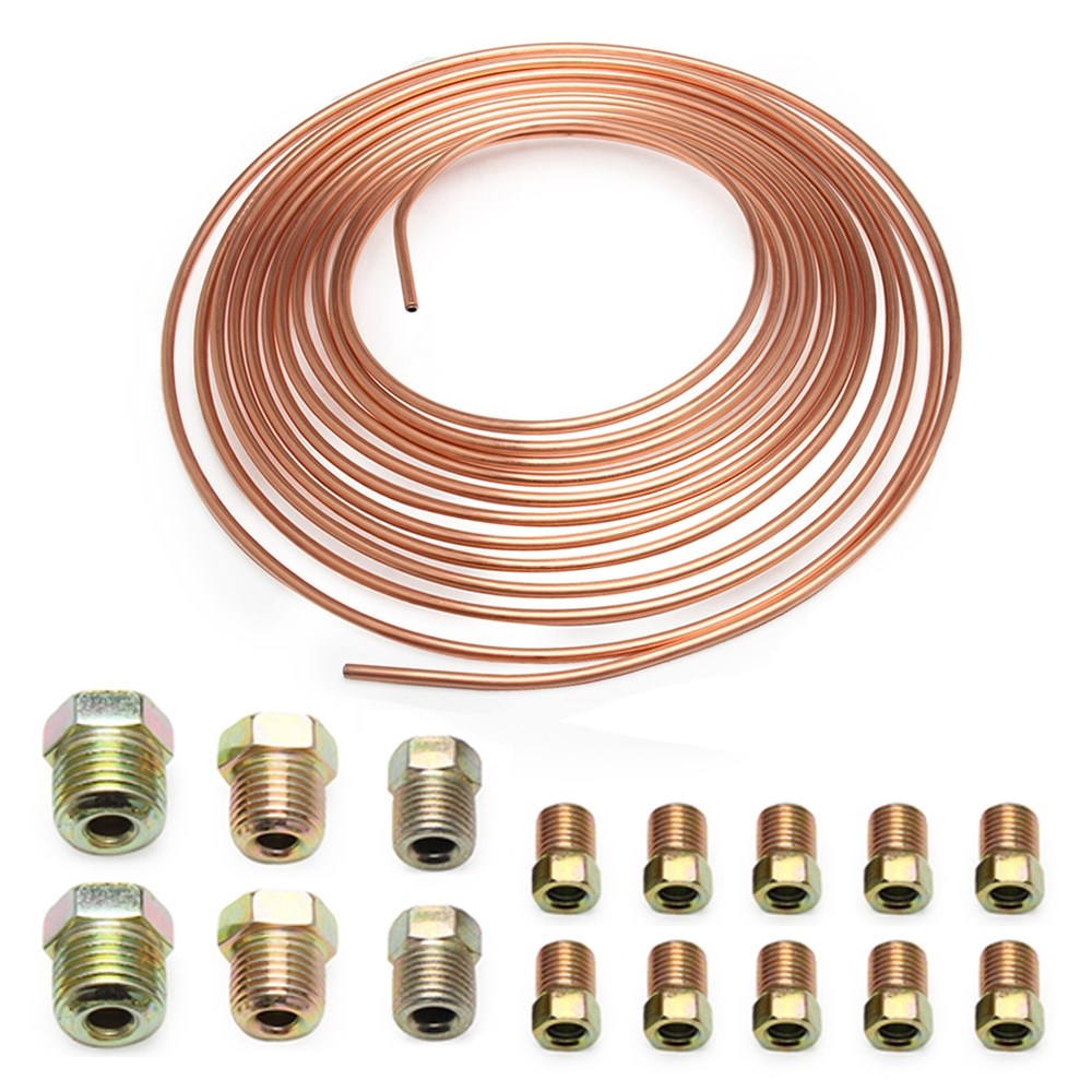 Kit de tubes de conduite de frein en cuivre nickel 3/16 OD 25 pieds rouleau de bobine toutes tailles raccords génériques