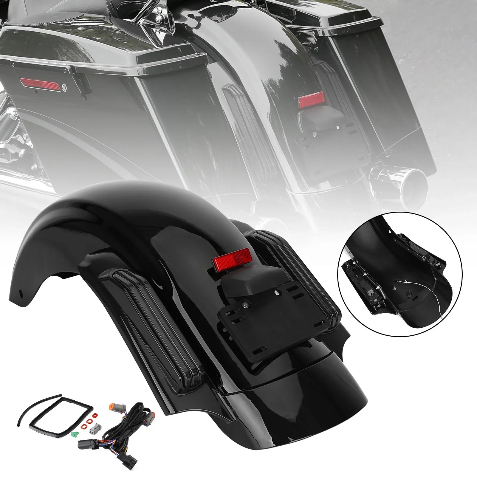 14-Up Harley Touring Road King Glide Sistema parafango posteriore a LED stile CVO