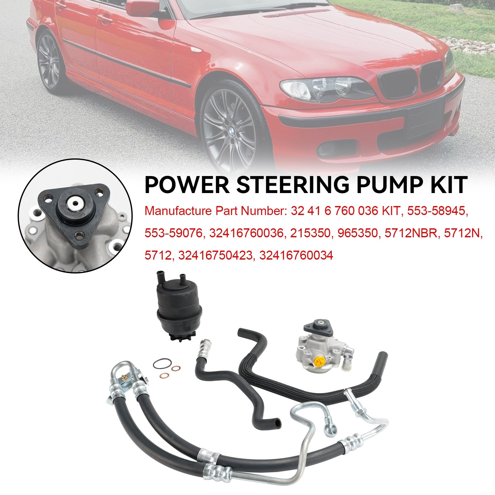 BMW E46 320i 323i 325i 328Ci 328i 330i 2001-2005 Kit de pompe de direction assistée