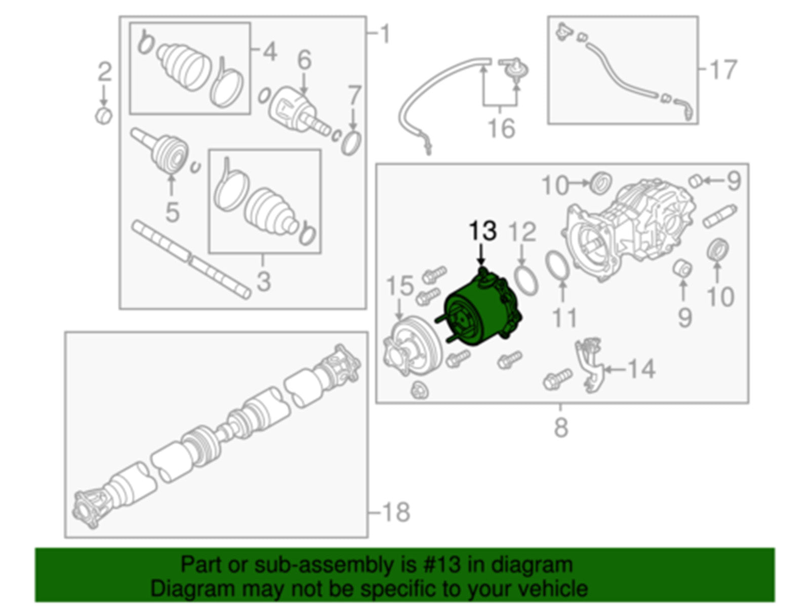 Acoplamiento diferencial trasero Infiniti QX60 (L50) 2014-2021 387613KA0B