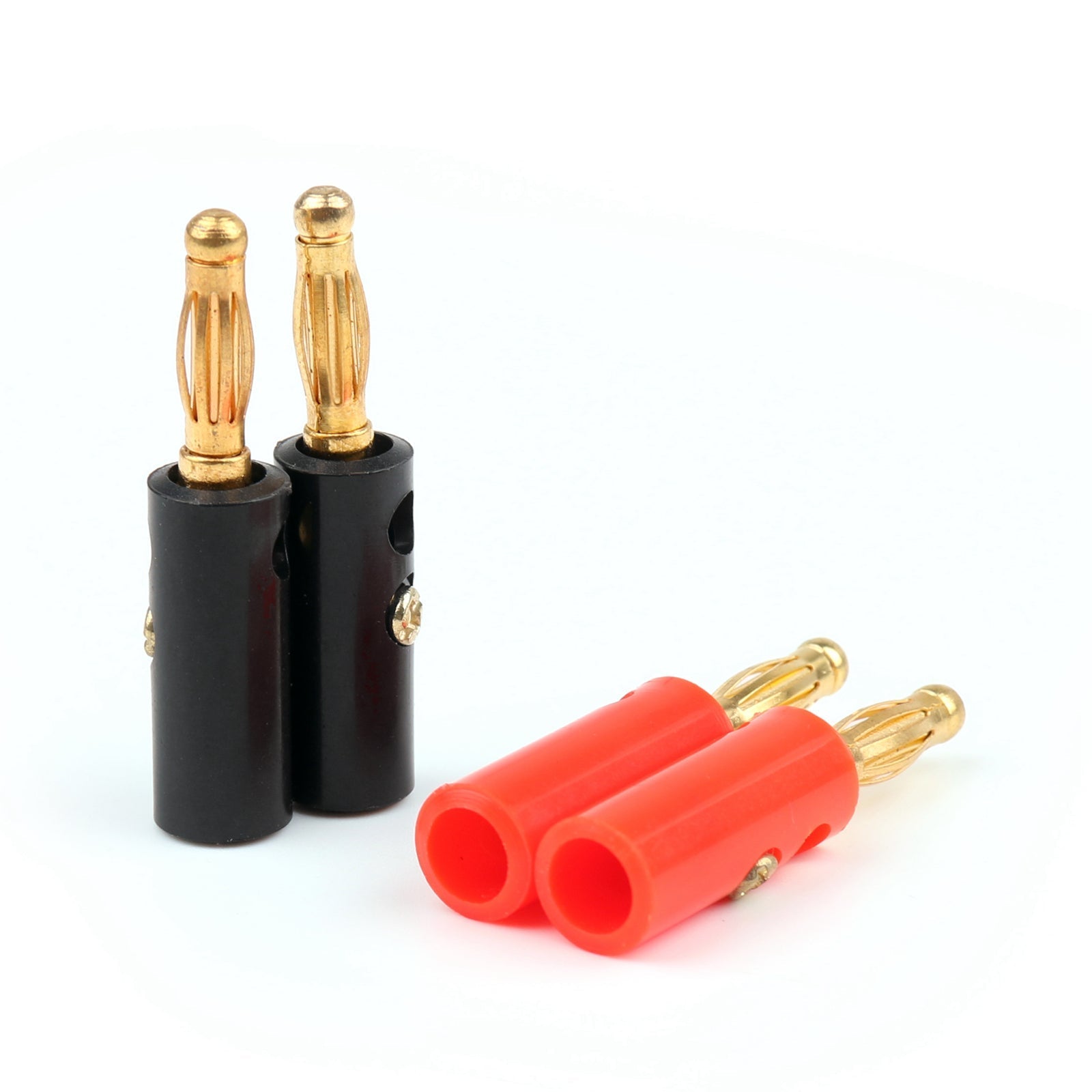 100 piezas conector banana de 4 mm chapado en oro negro y rojo