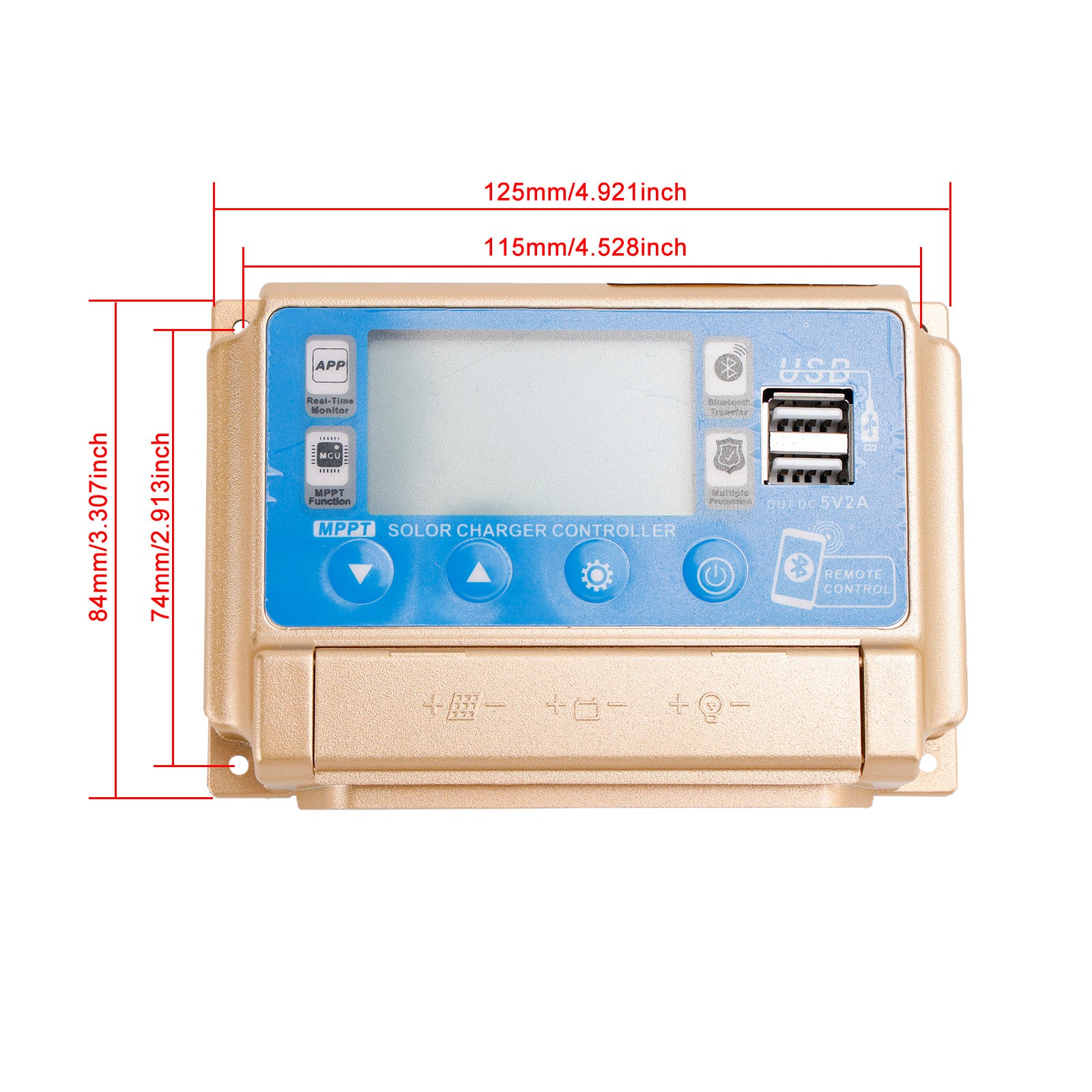 El cargador del controlador de carga solar Bluetooth MPPT 30A-60A es adecuado para baterías de 12V/24V, dorado