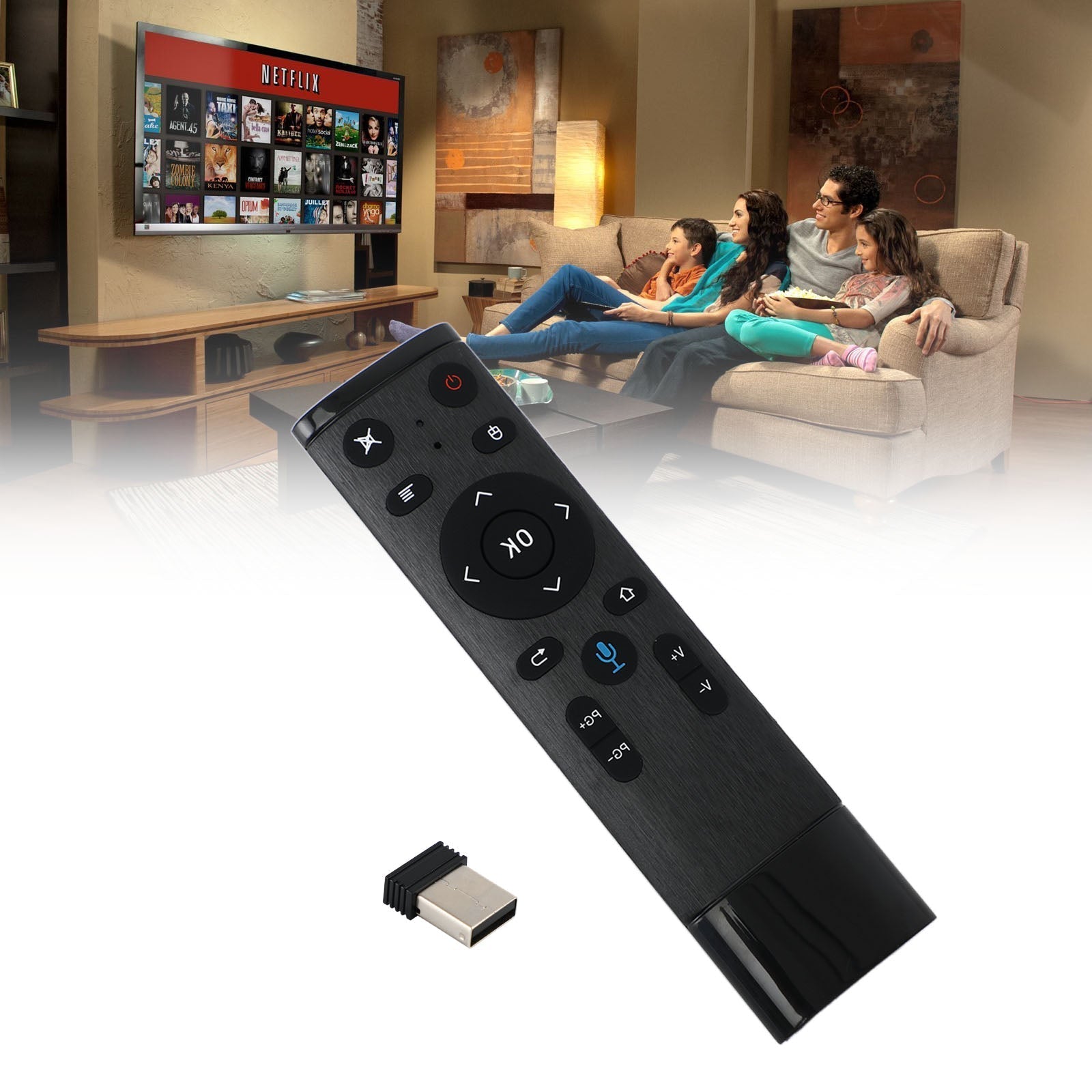 Q5 2.4GHz USB WiFi Air Mouse Gyro Voice Remote Control pour PC PS4 Smart TV Box
