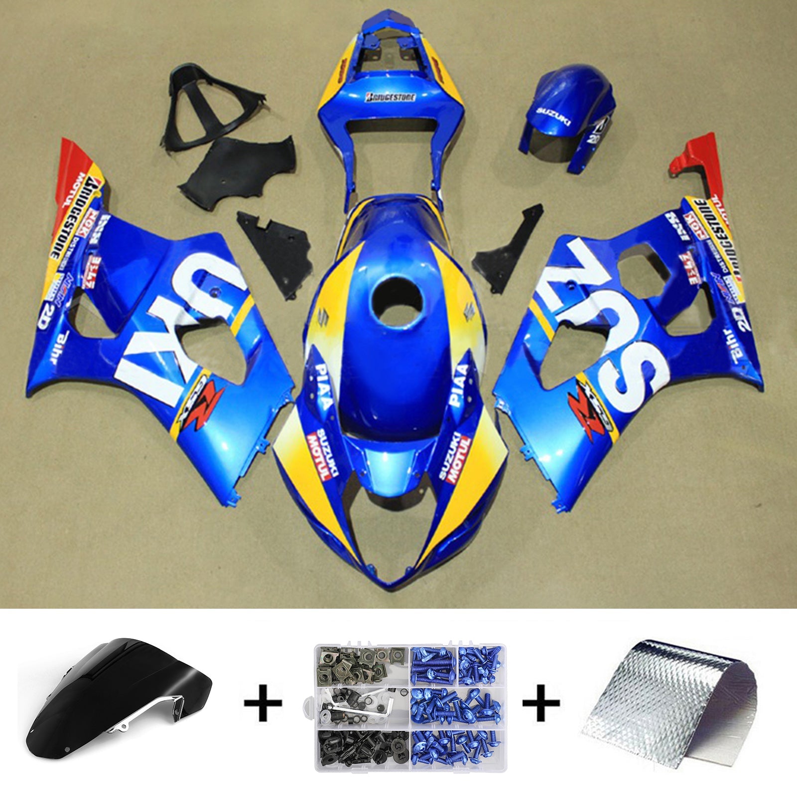 Amotopart Suzuki GSXR1000 2003-2004 K3 Kit Carénage Carrosserie Plastique ABS