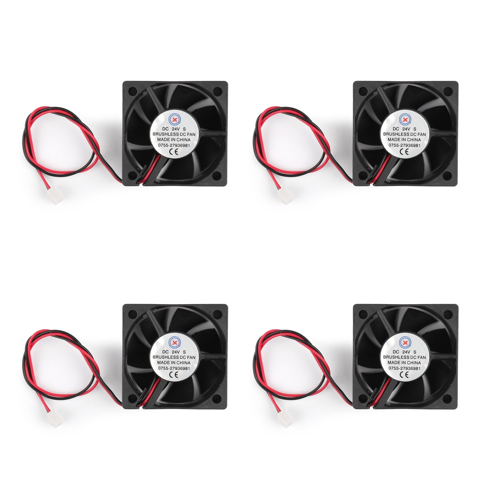 4kpl DC harjaton jäähdytys PC-tietokoneen tuuletin 24V 5020s 50x50x20mm 2 pin johto