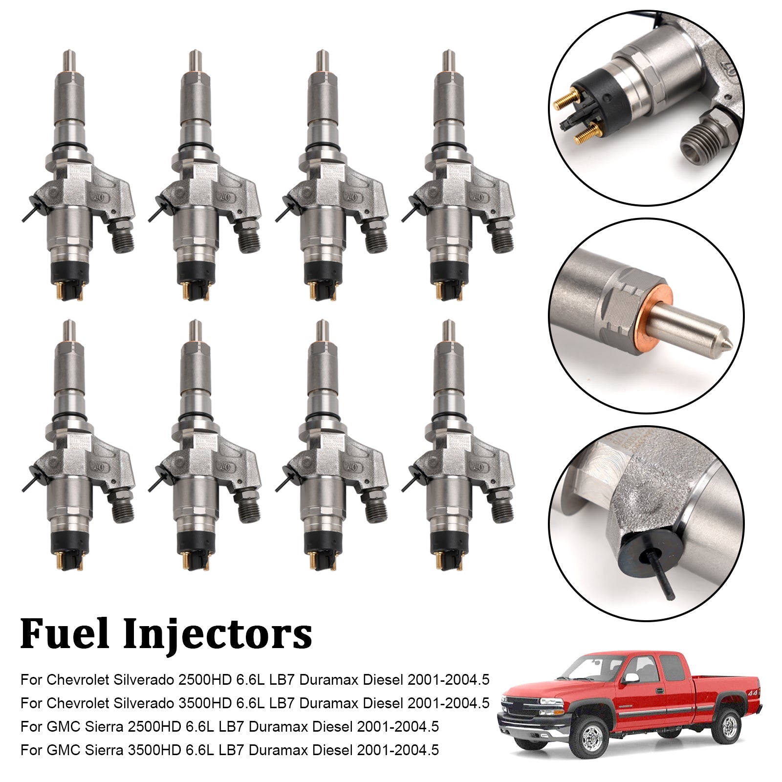 8 inyectores de combustible 0445120008 para Duramax Fit Chevy Silverado 2001-2004,5