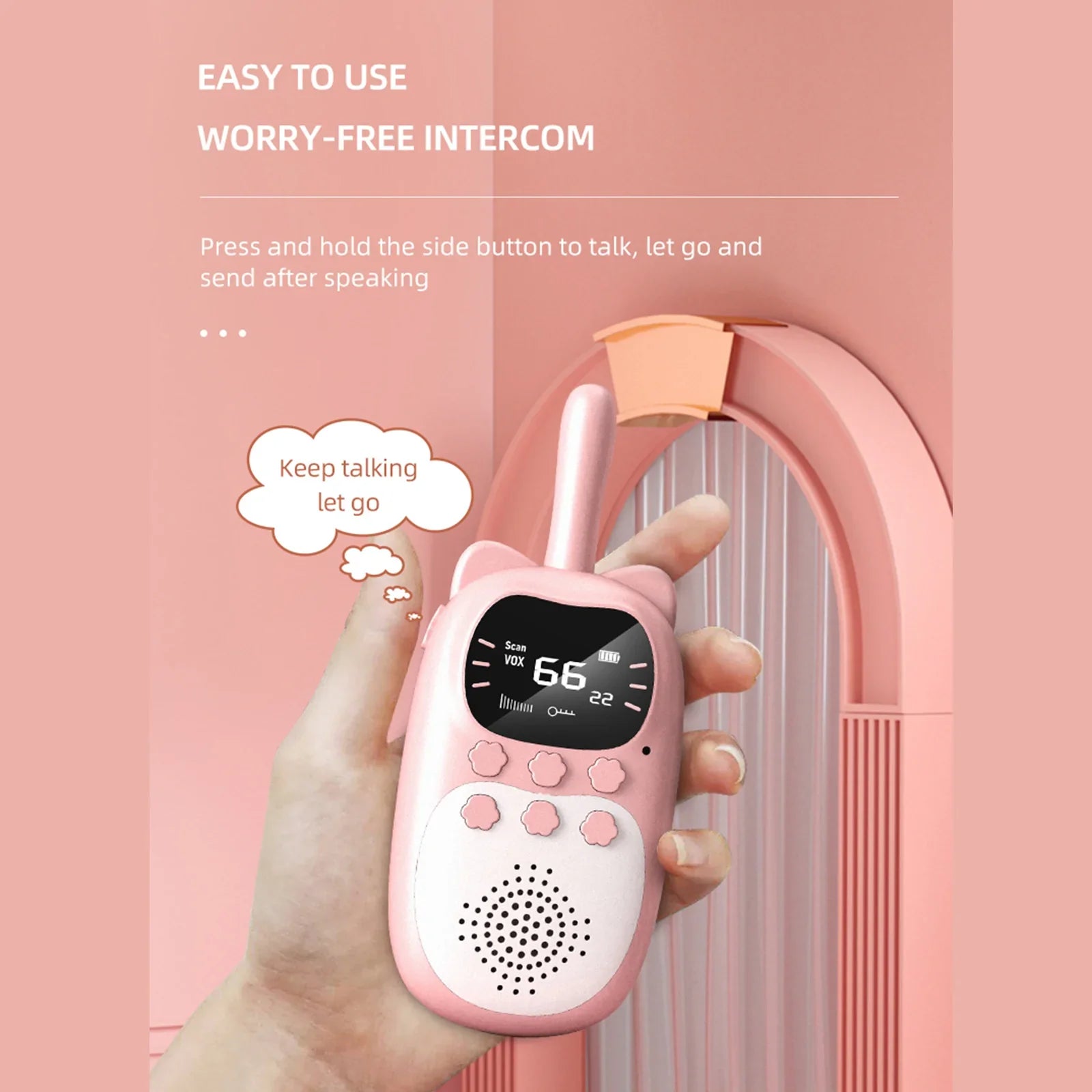 Paquete de 2 Talkies -Walkies Children - Rango de 3 km - 22 canales - Lámpara de bolsillo - Recargable