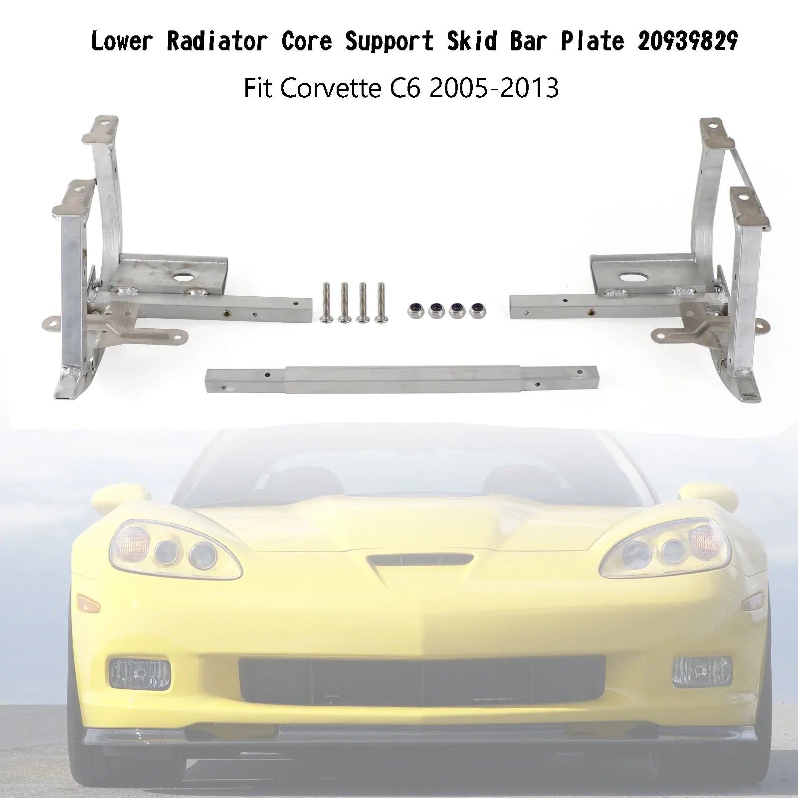 2005-2013 Corvette C6 Plaque de barre de protection inférieure pour support de radiateur 20939829