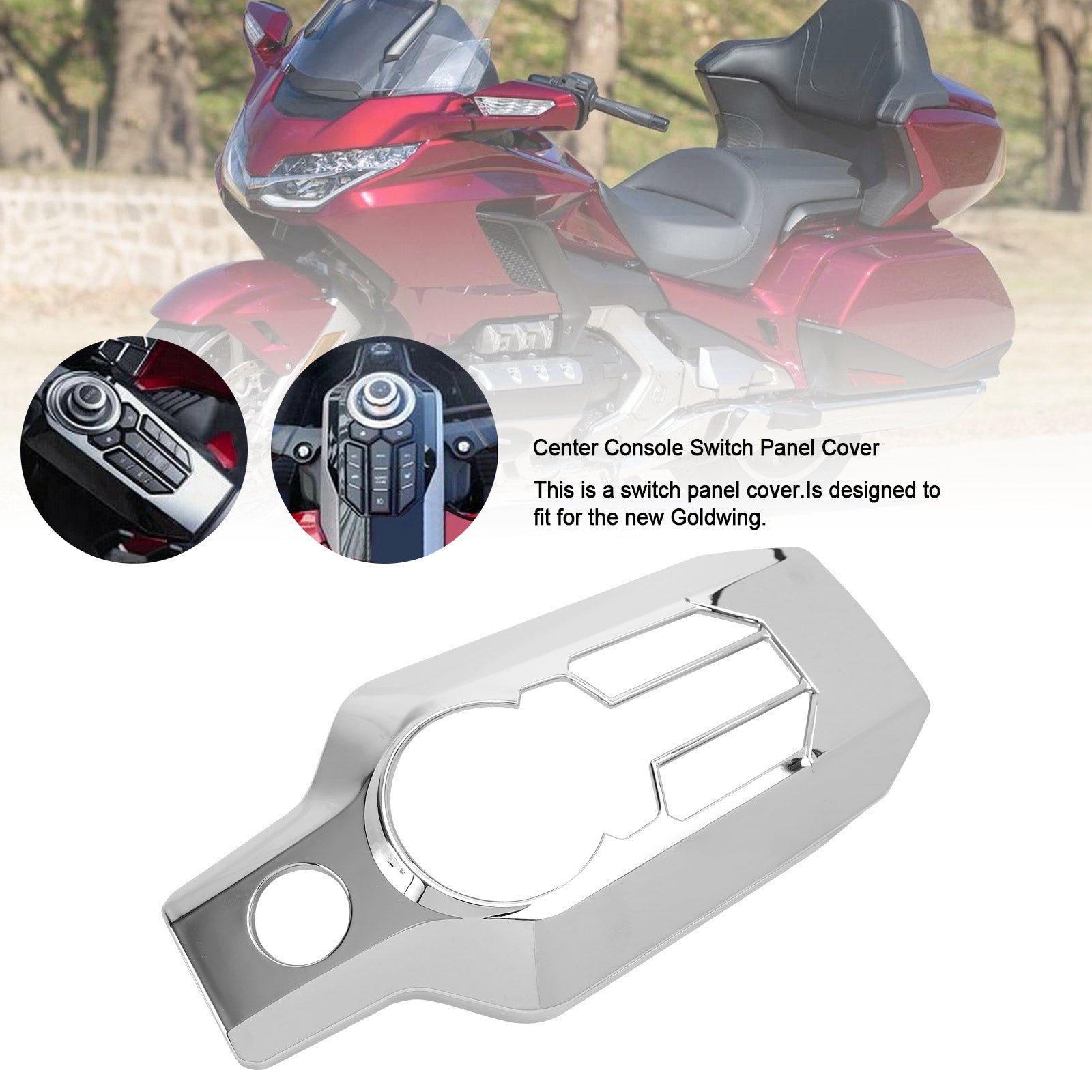 Cubierta de Panel de interruptores de consola central cromada para Honda Goldwing GL1800 2018-2020 genérico